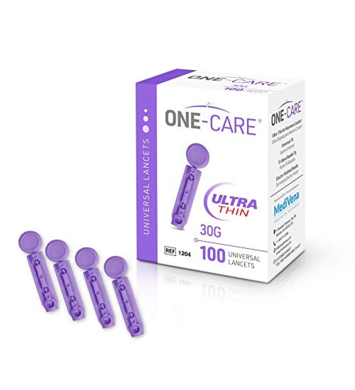 MediVena ONE-CARE Ultra-Thin 30G Twist-Top Lancets 100/bx - Sterile & Gentle for Glucose Testing - Buy Online on GoSupps.com