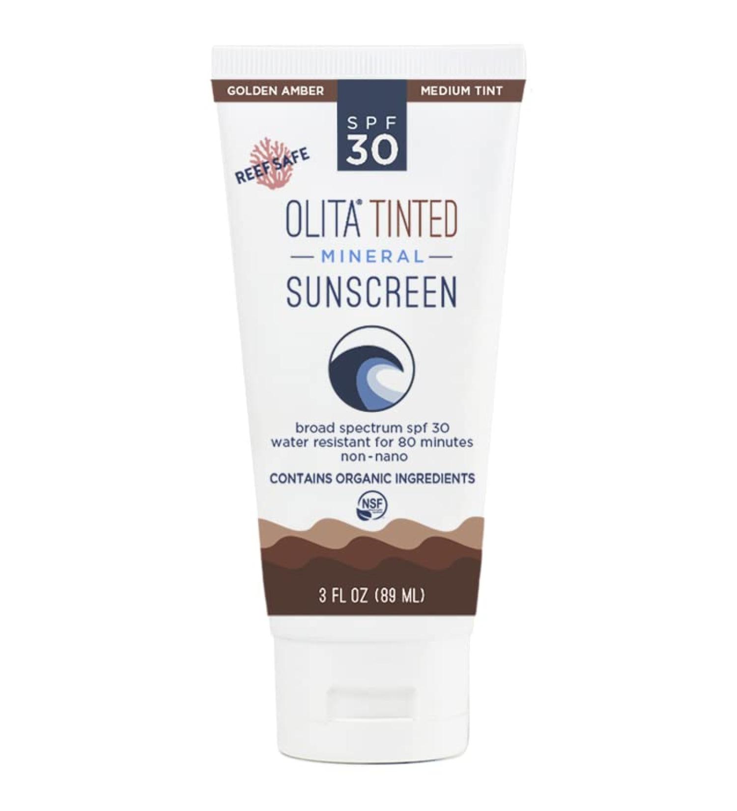Olita Tinted Mineral Sunscreen SPF 30 Lotion - Golden Amber | 3 oz Broad Spectrum, Chemical Free, All-Natural, Reef Safe, Organic - Buy Online on GoSupps.com