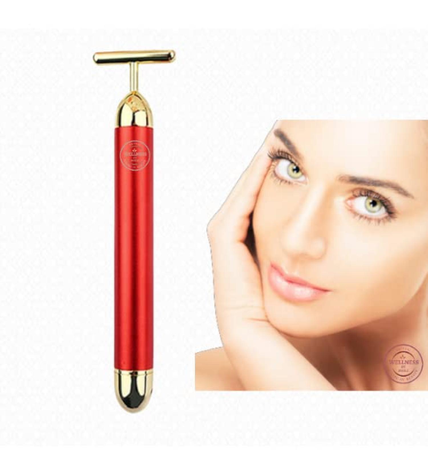 24K Gold Electric Facial Massage Roller - Anti-Aging Firming & Lifting Beauty Bar for Daily Skin Care - Buy Online on GoSupps.com