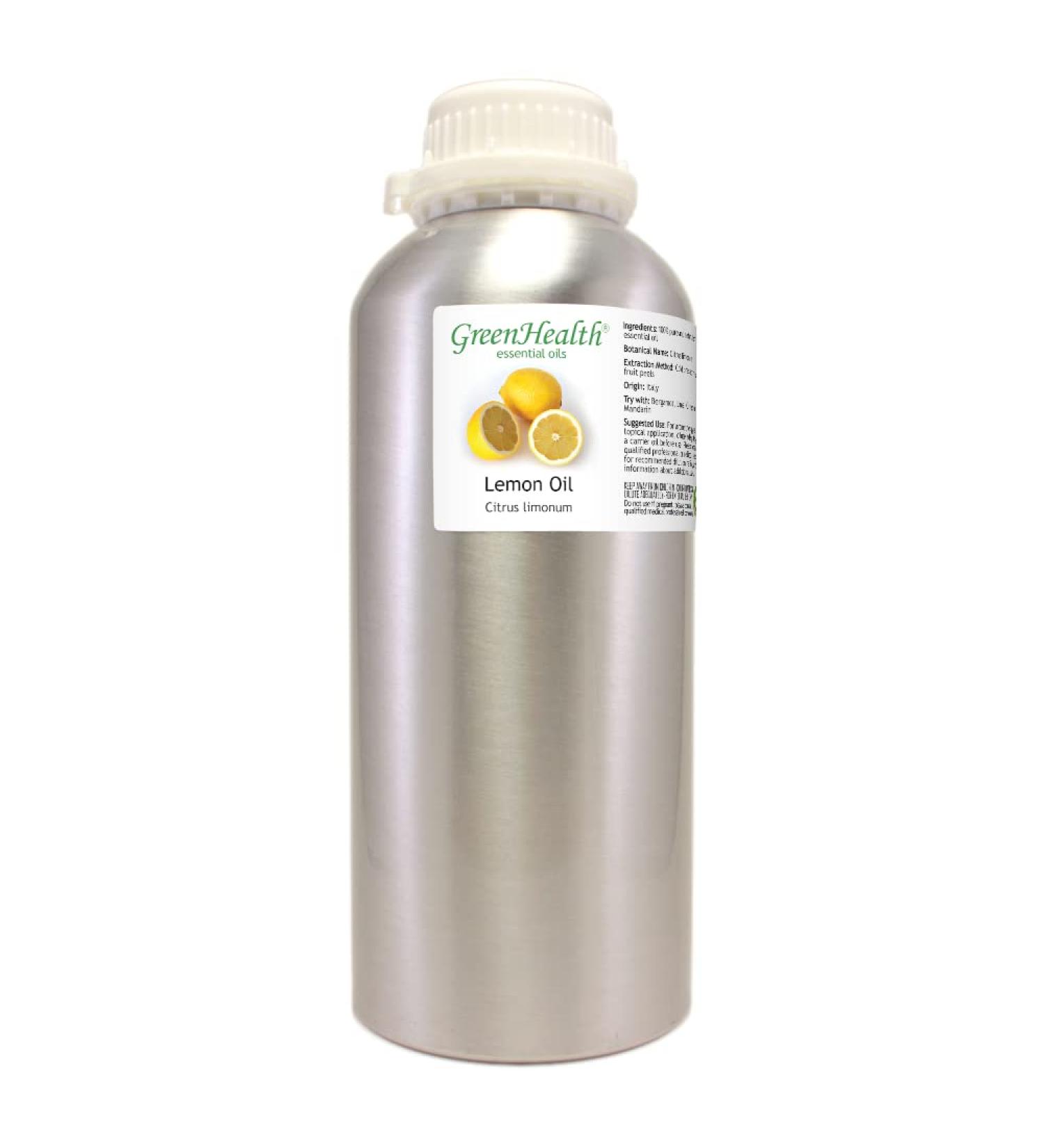 32 oz Lemon Essential Oil (100% Pure & Uncut), Aluminum Bottle - GreenHealth - Buy Online on GoSupps.com
