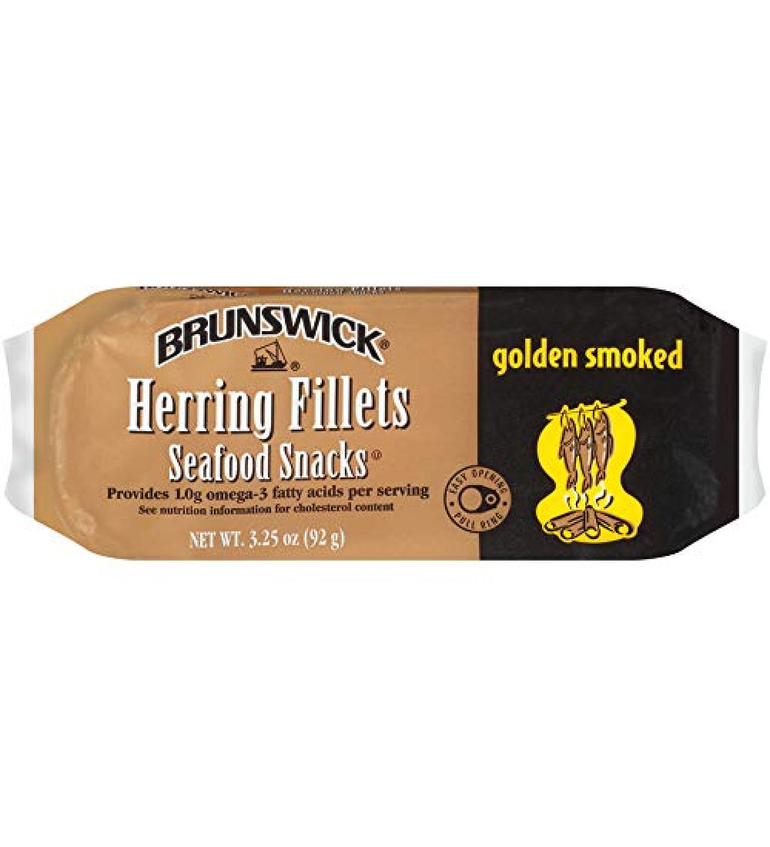 Brunswick Golden Smoked Herring Fillets 3.25 oz Can (Pack of 12) - High Protein & Gluten Free - Keto Friendly - Ideal for Pasta & Seafood Recipes - Buy Online on GoSupps.com