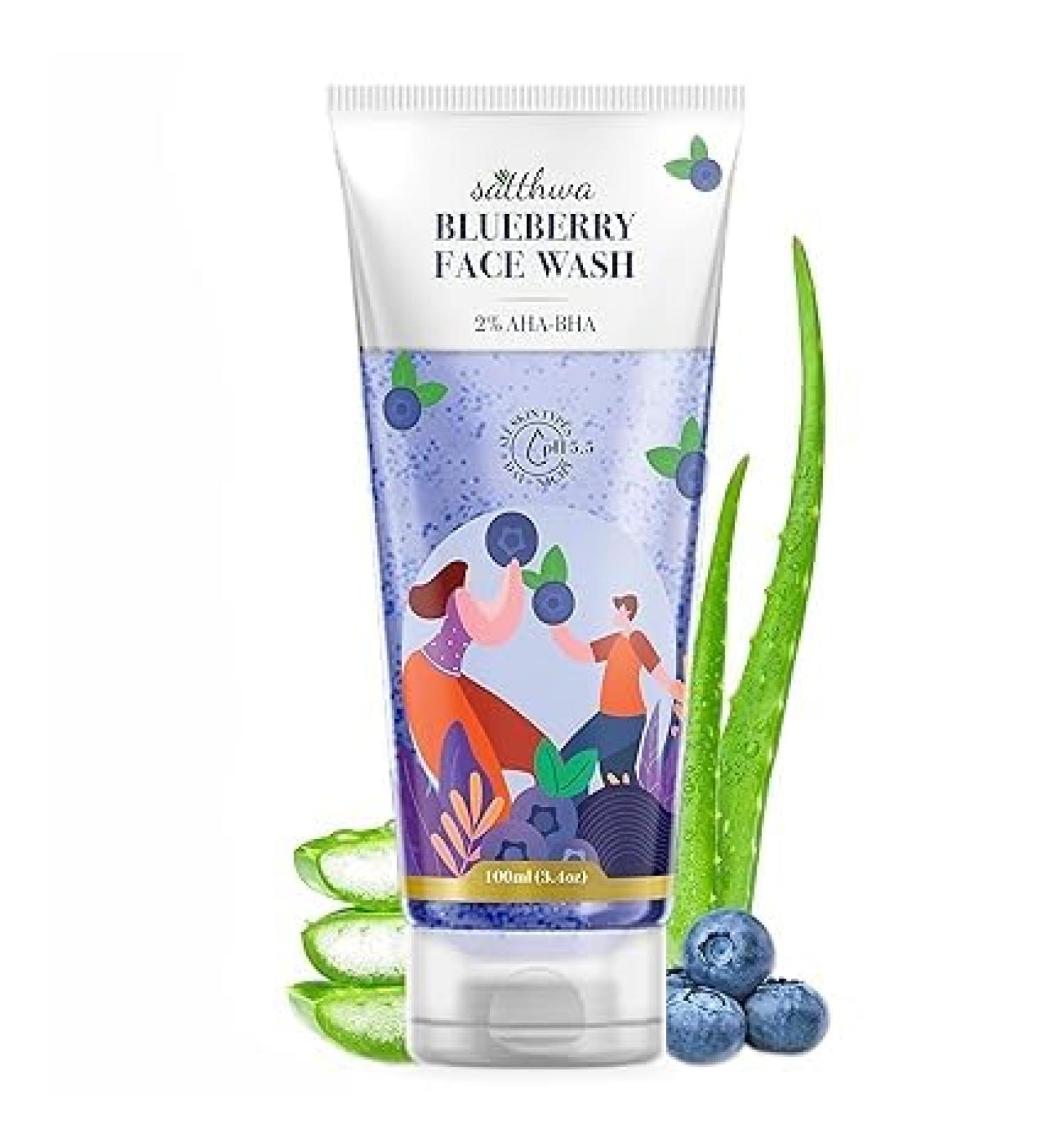 2% AHA-BHA Face Wash with Niacinamide & Blueberry Extracts | Gentle Daily Cleanser with Mild Exfoliating Beads | pH 5.5 | 100 ml (3.4oz) - International Shipping Available - Buy Online on GoSupps.com