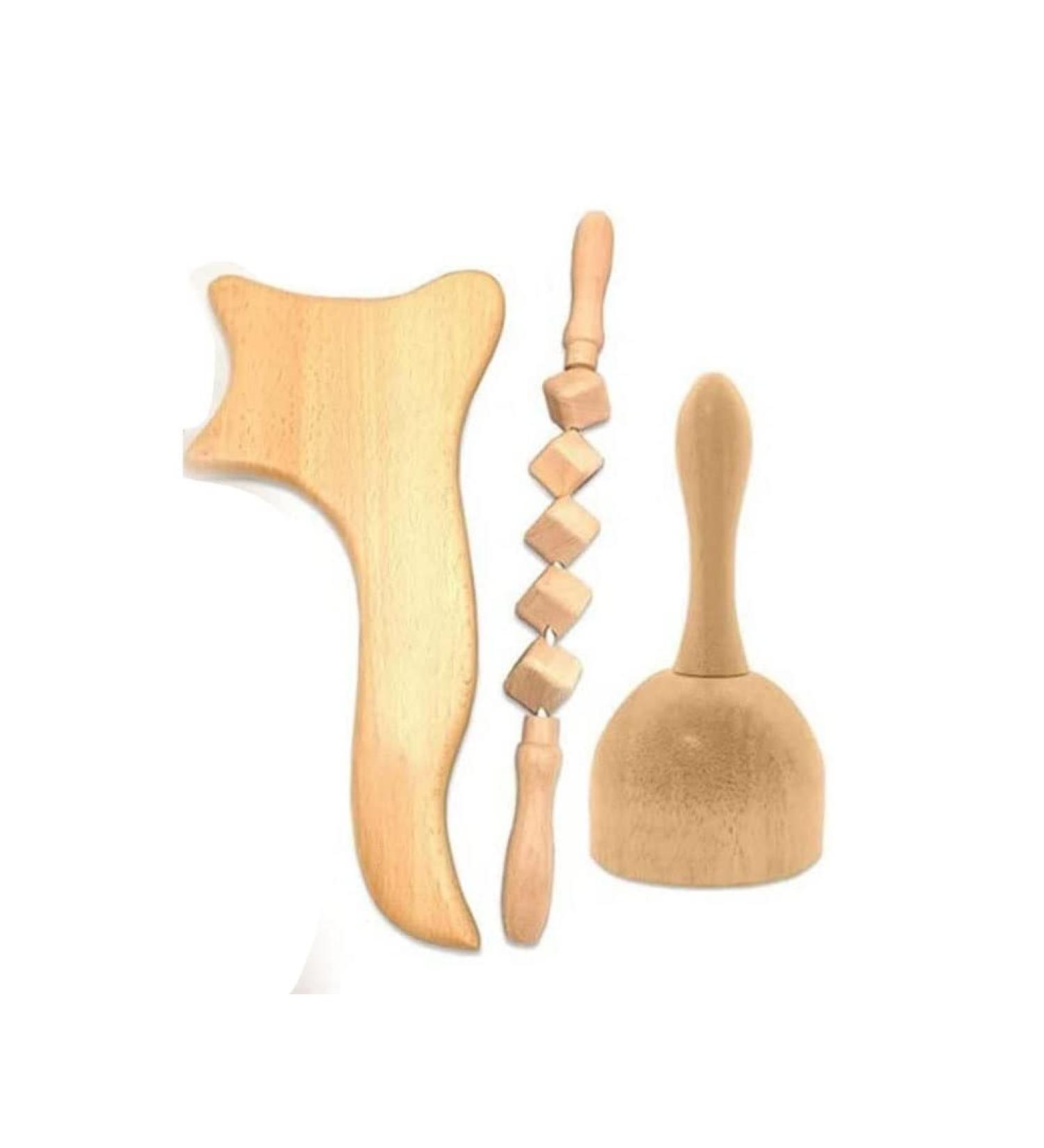 Premium 3-Part Wood Therapy Massager | Gua Sha Roller & Massage Tools for Cellulite & Sore Muscle Relief - International Shipping - Buy Online on GoSupps.com