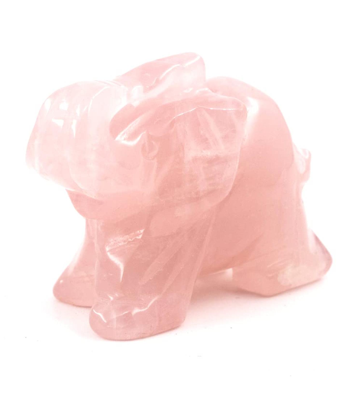 Rose Quartz Crystal Elephant Stone 1.5 inch - Reiki Healing Gift - Buy Online on GoSupps.com