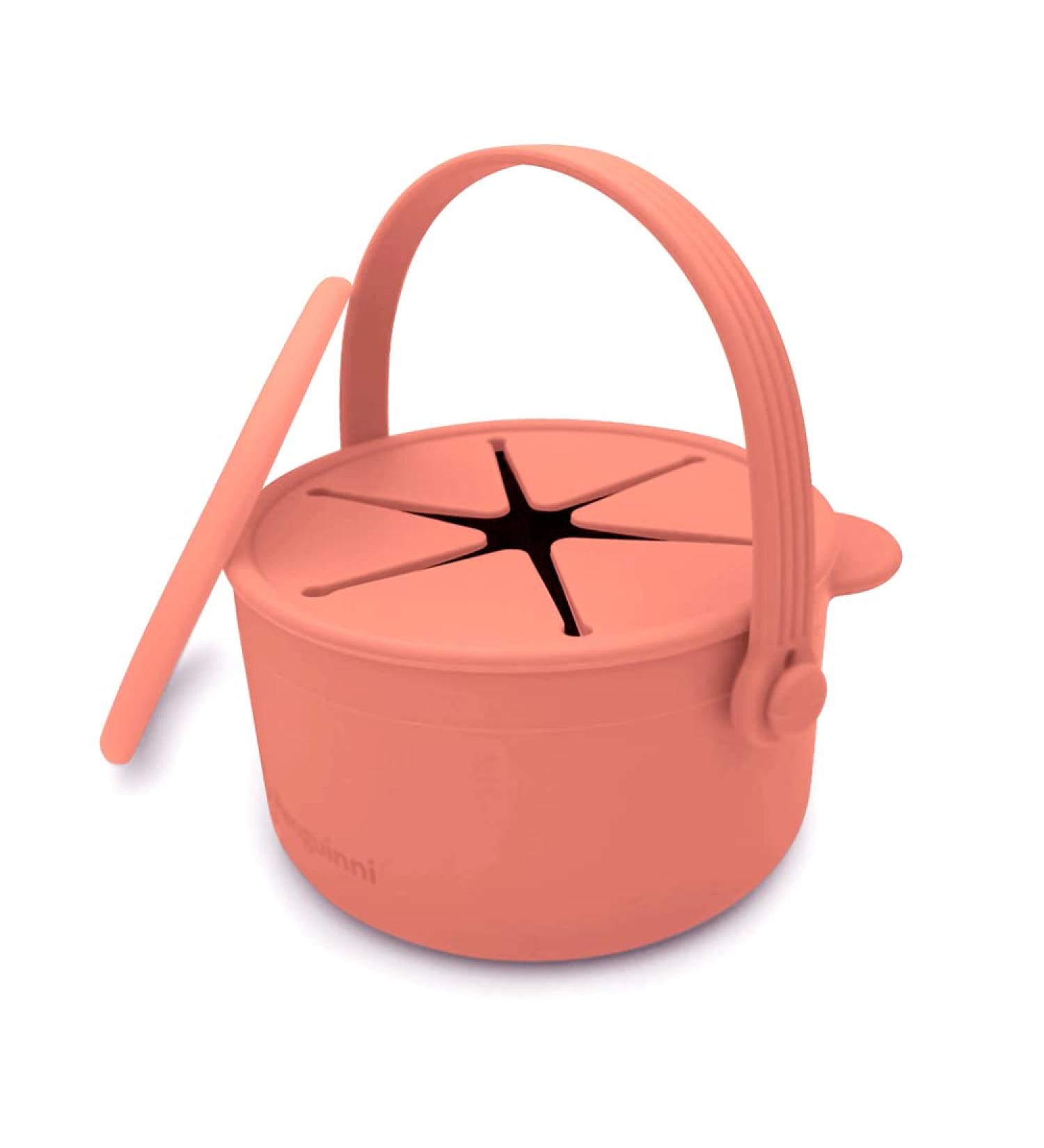 MYINNI Penguinni Spill Proof Snack Cup for Toddlers - Travel-Friendly with Lid | No Spill Snack Catcher with Bucket Handle | Octopus Orange - Buy Online on GoSupps.com
