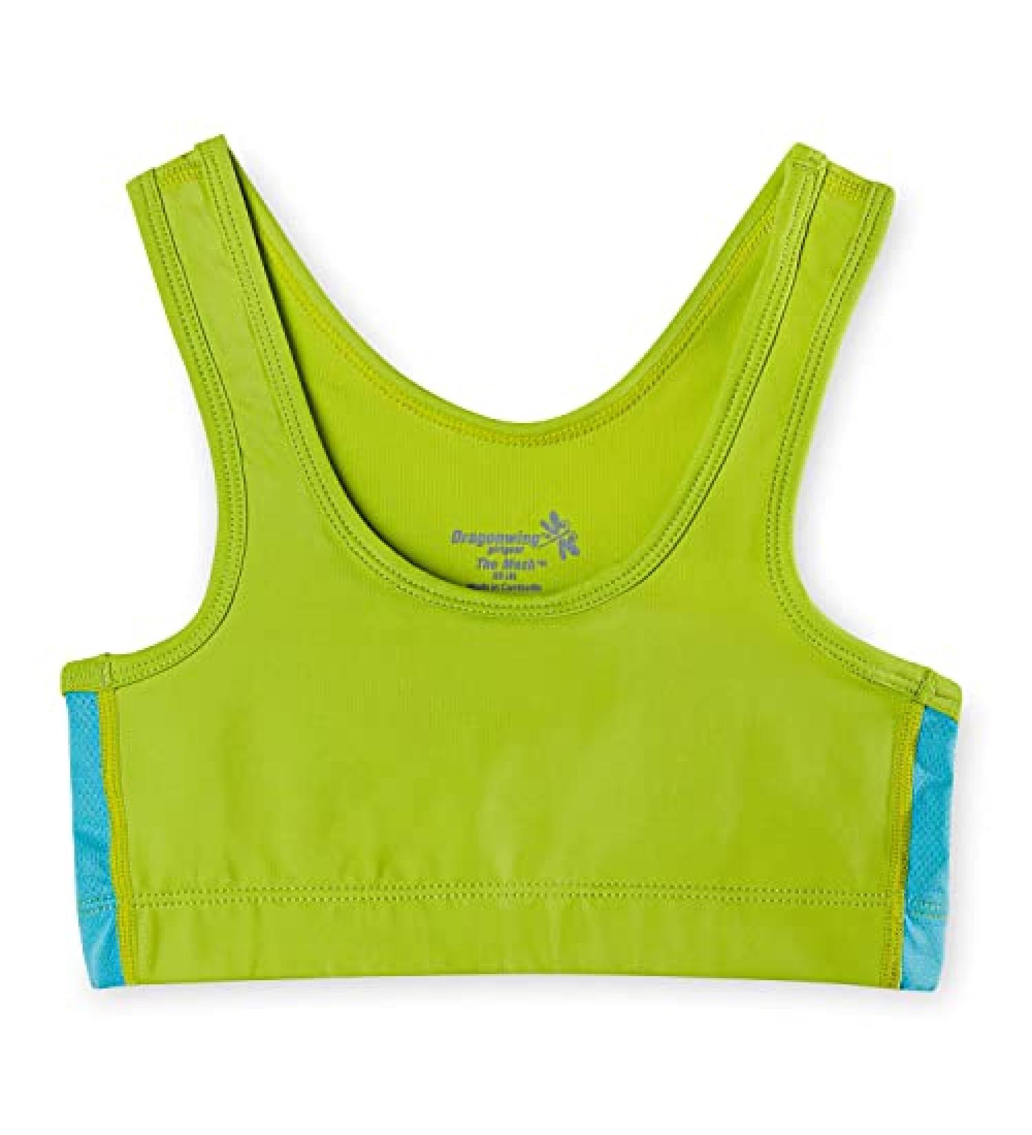 Tween & Teen Mesh Racer Sports Bra - Lime/Teal, High Impact Racerback Style - Buy Online on GoSupps.com