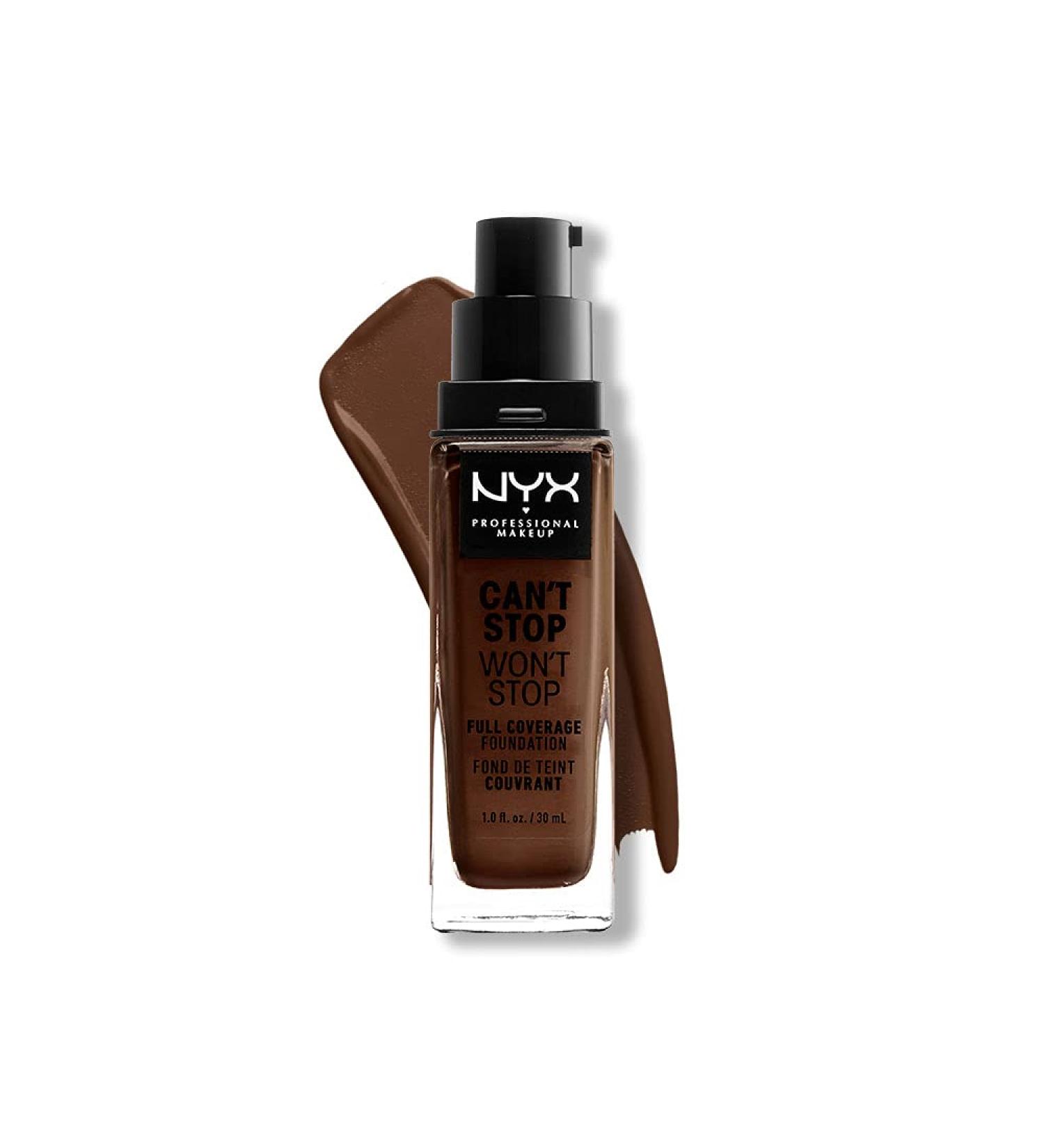 Nyx Can't Stop Won't Stop Foundation - Full Coverage Long-lasting Waterproof Vegan Matte - Deep Espresso 30ml - Buy Online on GoSupps.com
