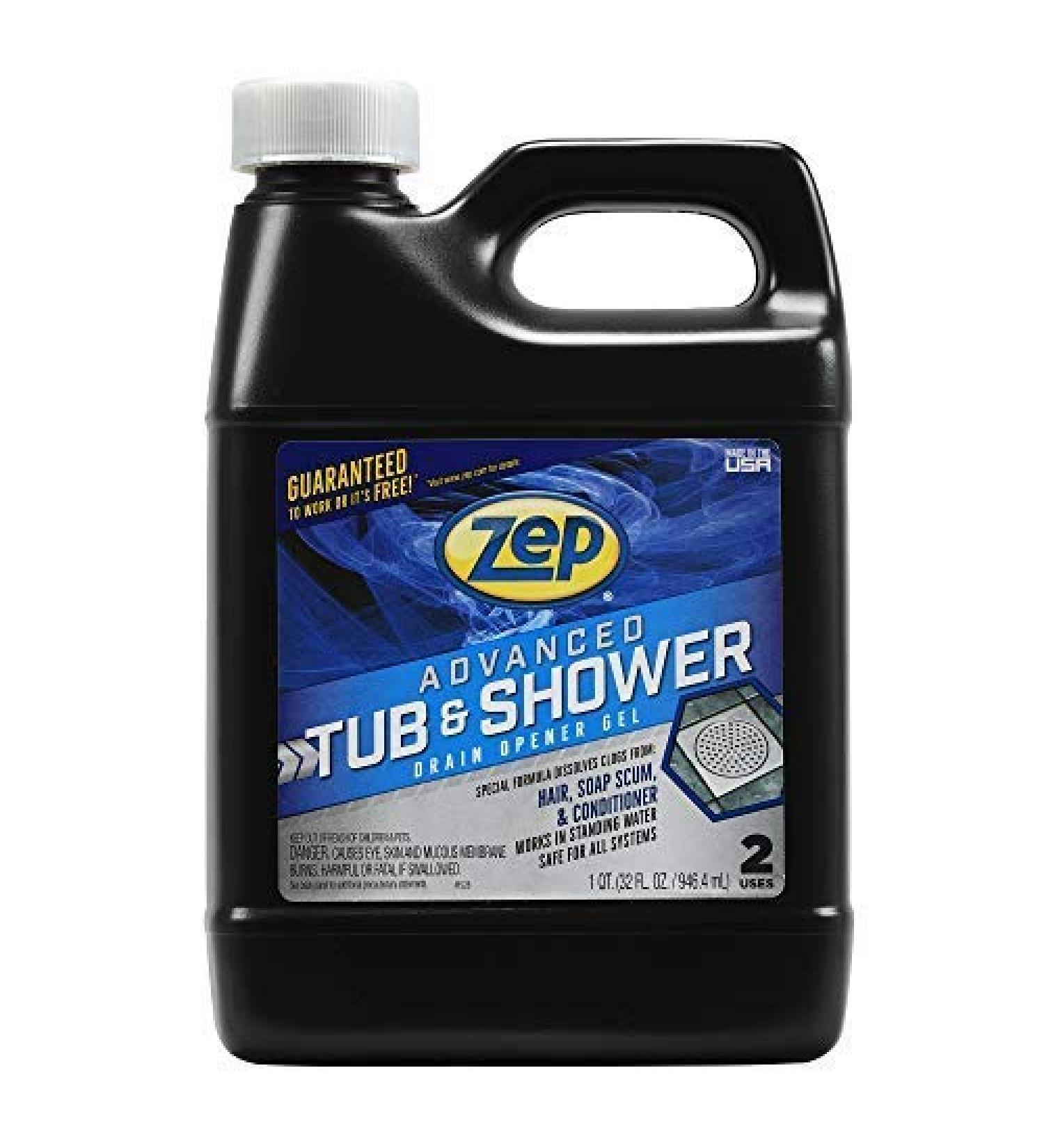 Zep Advanced Tub & Shower Drain Opener Gel - 32oz - Formulated for Hair, Soap, & Conditioner - Buy Online on GoSupps.com
