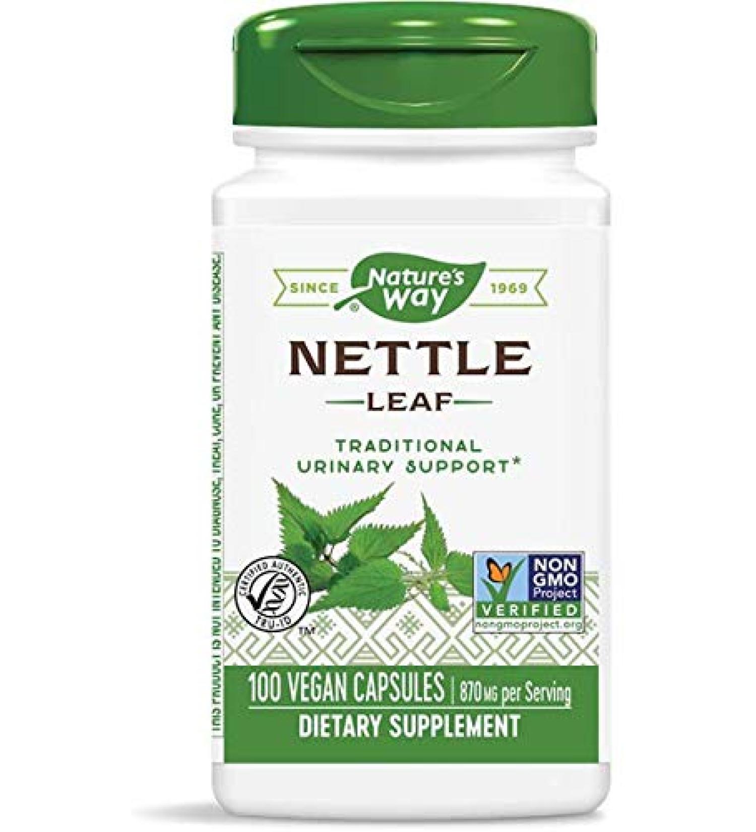 Nature's Way Nettle Leaf 435 mg - TRU-ID Certified Non-GMO, Vegetarian | 100 Count (Pack of 4) - Buy Online on GoSupps.com