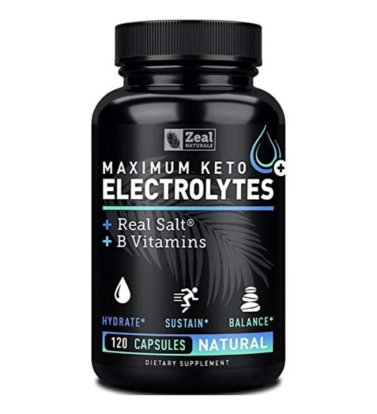 Keto Electrolyte Supplement - 120 Capsules with Real Salt, B Vitamins, Magnesium, and Potassium - Buy Online on GoSupps.com