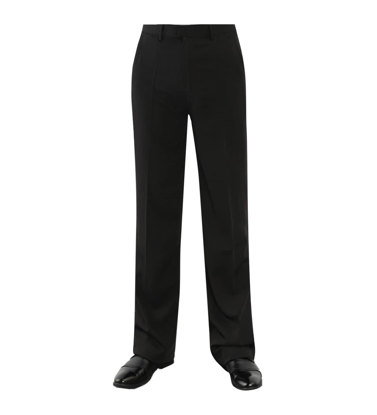 YONGHS Mens Latin Pants for Dance Modern Ballroom Competition Trousers Rumba Samba Salsa Dancewear Black 30
