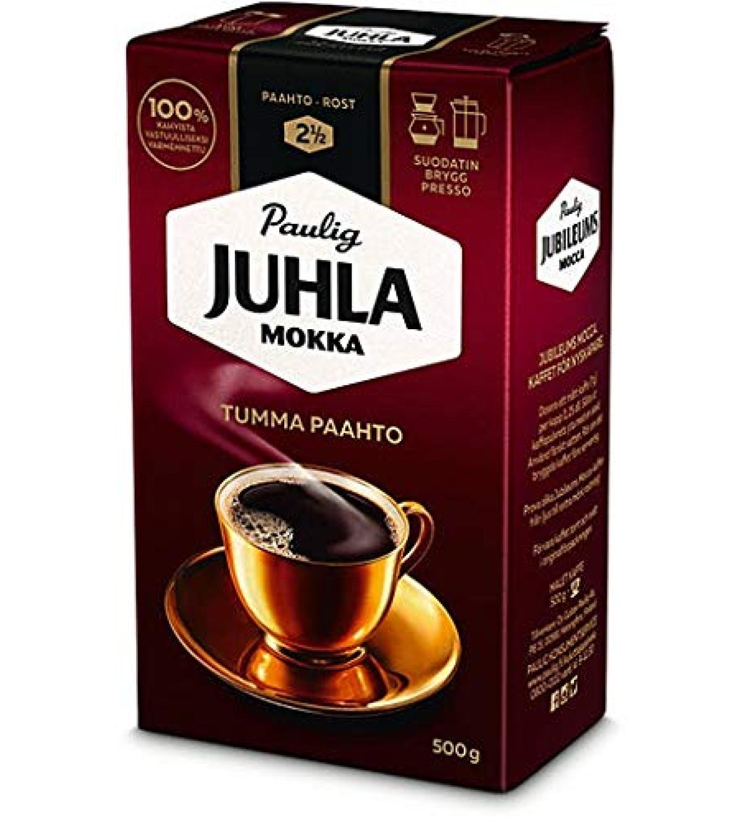 Paulig Juhla Mokka Dark Roast fine ground caf 4 Packs of 500g