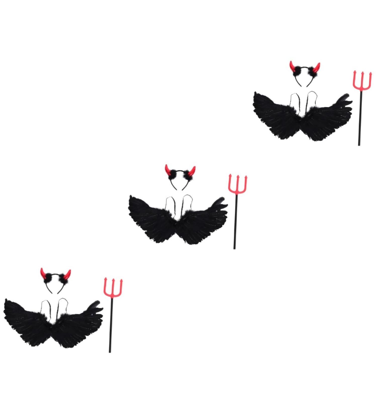 FRCOLOR 3 Sets Demon Wings Set Black Devil Costume Prop Devil Ear Headband Costume for Praty Devil Accessories Devil Pitchfork Costume Devil Costume for Horn Cosplay Supplies Feather - Buy Online on GoSupps.com