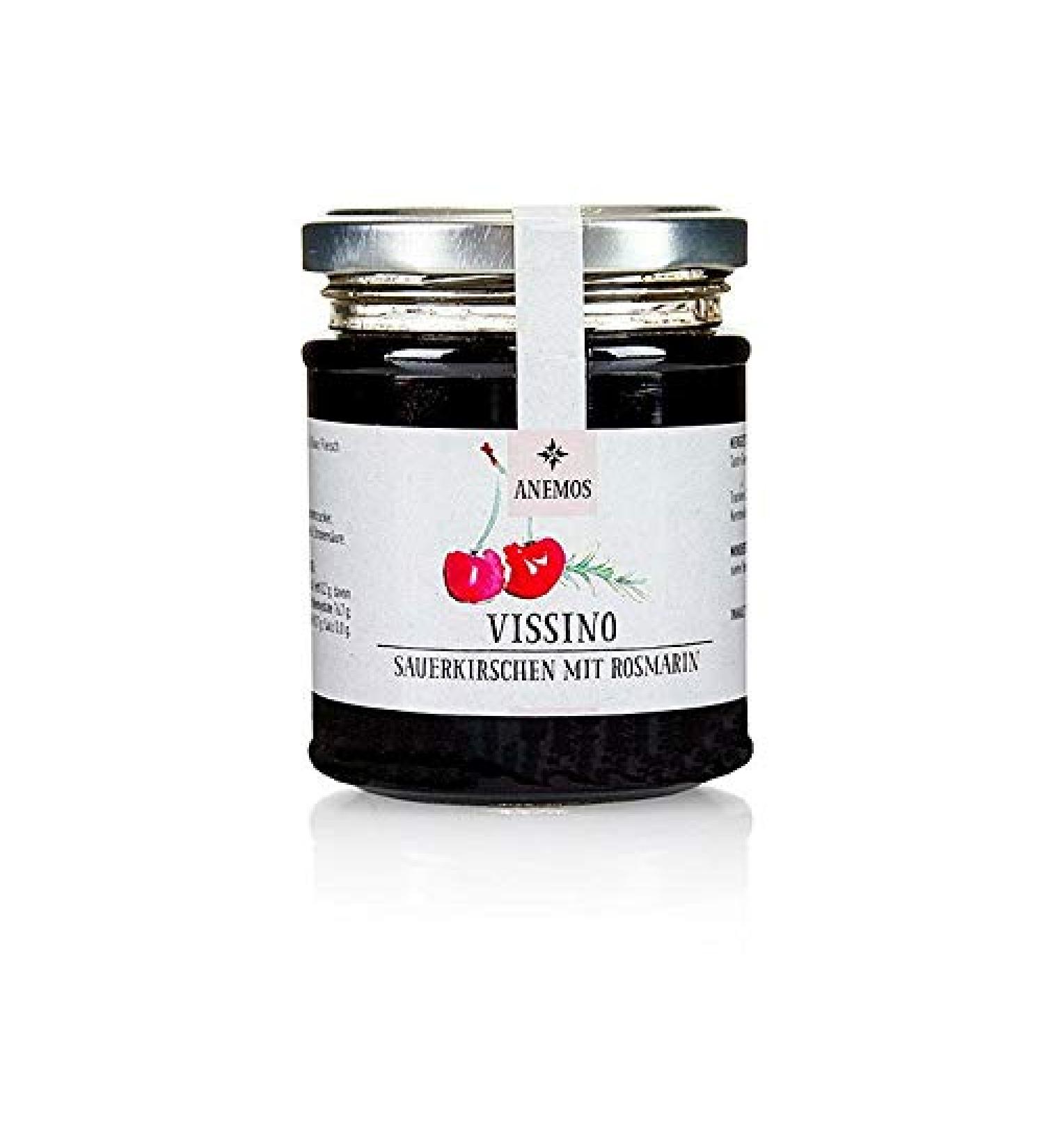 Taste Greece Vissino sour cherries sweetly inlaid with honey and rosemary ANEMOS 265 g