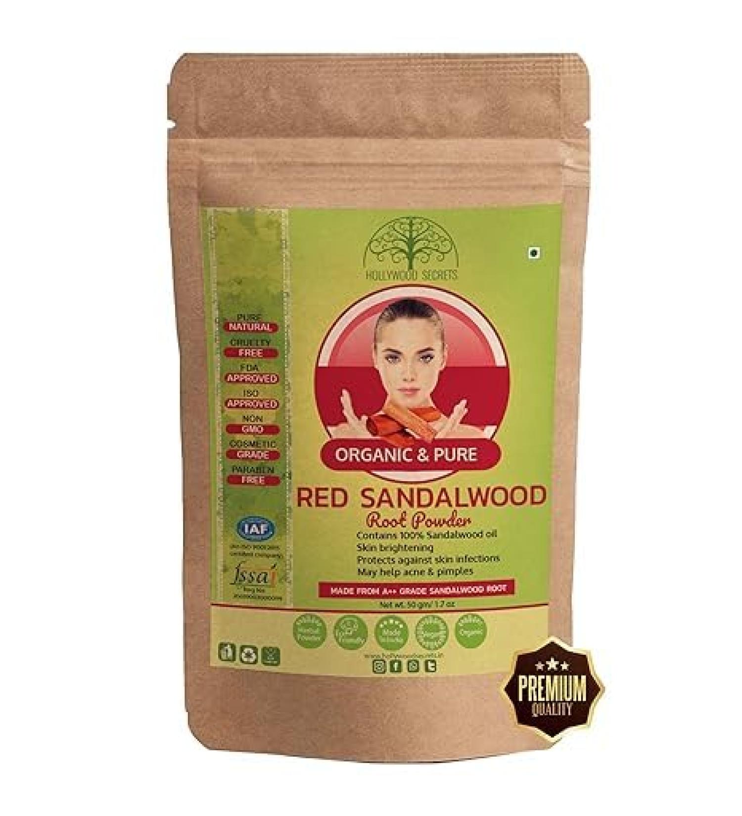 Premium Organic Red Sandalwood Powder With 100% Sandalwood Oil 50 GM - Buy Online on GoSupps.com