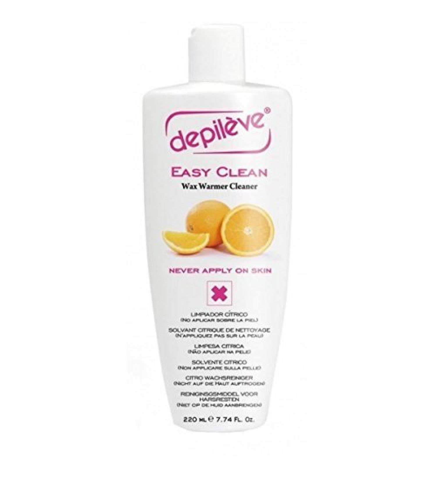 Depileve Wax Cleaner - Easy Clean, Citric Scented, Essential for Removing Wax from Warmers, Wax Cleaner, 7.7 Ounce Bottle