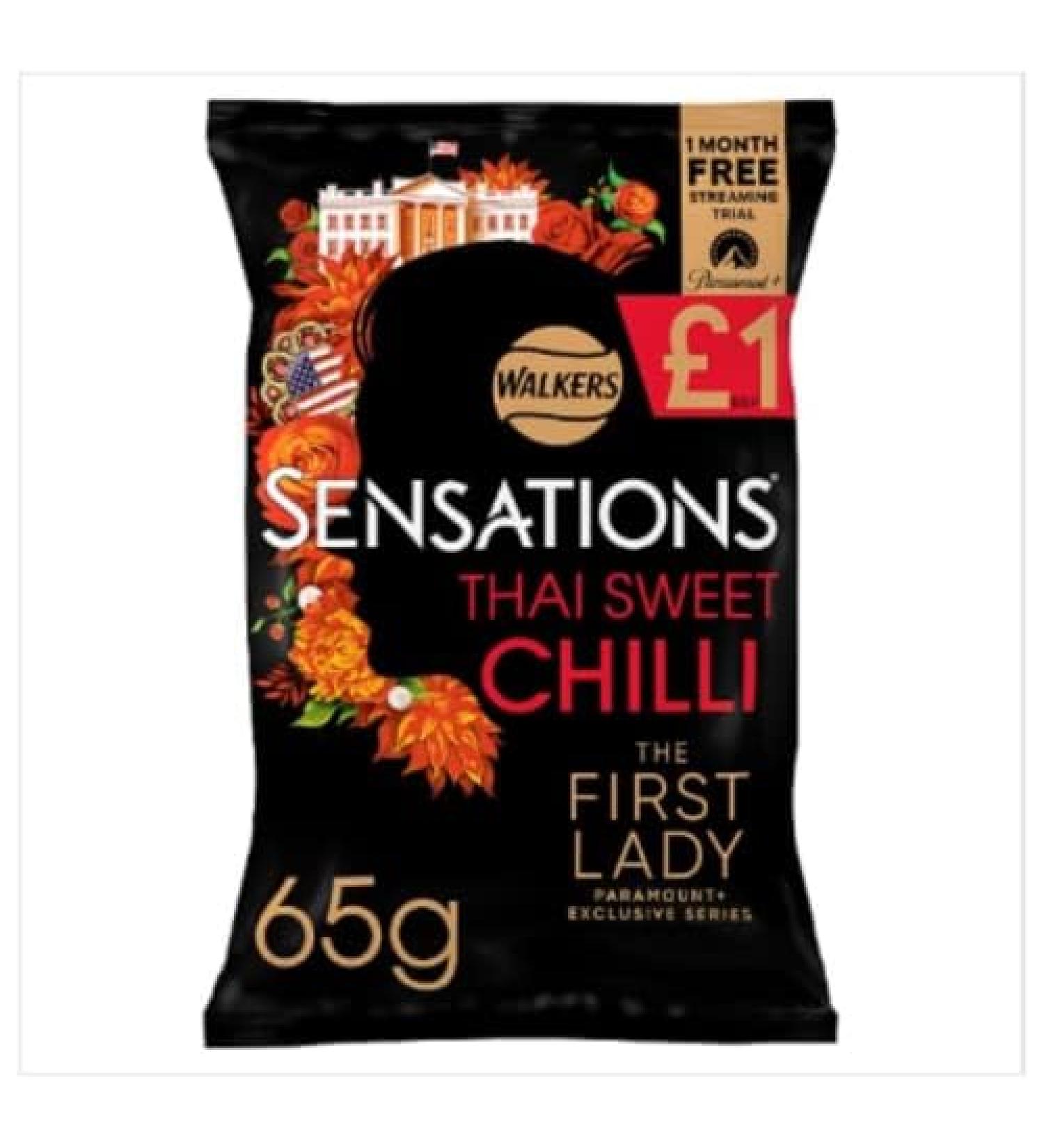Walkers Sensations Thai Sweet Chilli Sharing Crisps 65g (30 Bags x 65g) Thai Chilli Sharing Crisps 1 count (Pack of 15)