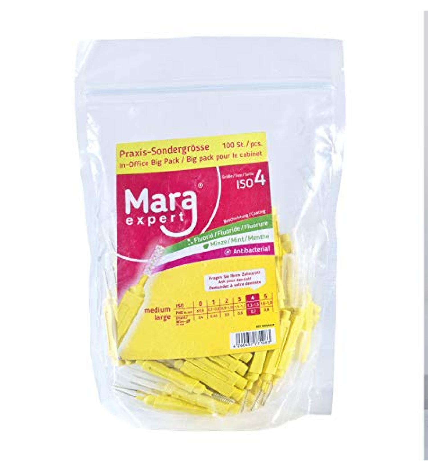 Interental brushes yellow 0.7 mm by Mara Expert |Dental brushes ISO 4 wide |Brush 100 interdental space |For optimal gums care