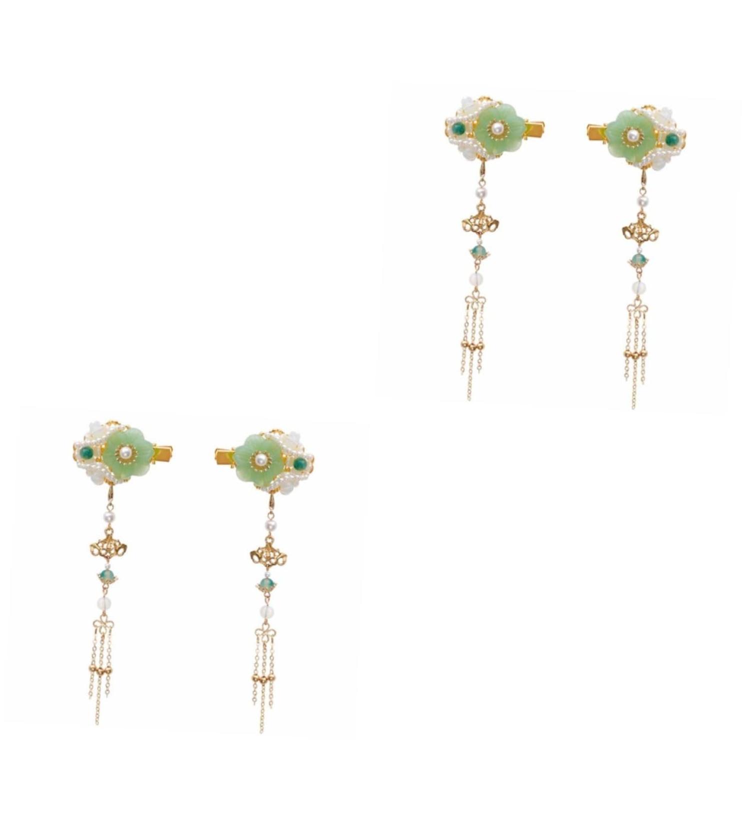 Beaupretty 2 Pairs tassel hair clip Flower Hair Clip hair barrettes for women Chinese Style Hair Clips Bridal Hair Clips decorative chopsticks womens accessories antique jade bride pearl - Buy Online on GoSupps.com
