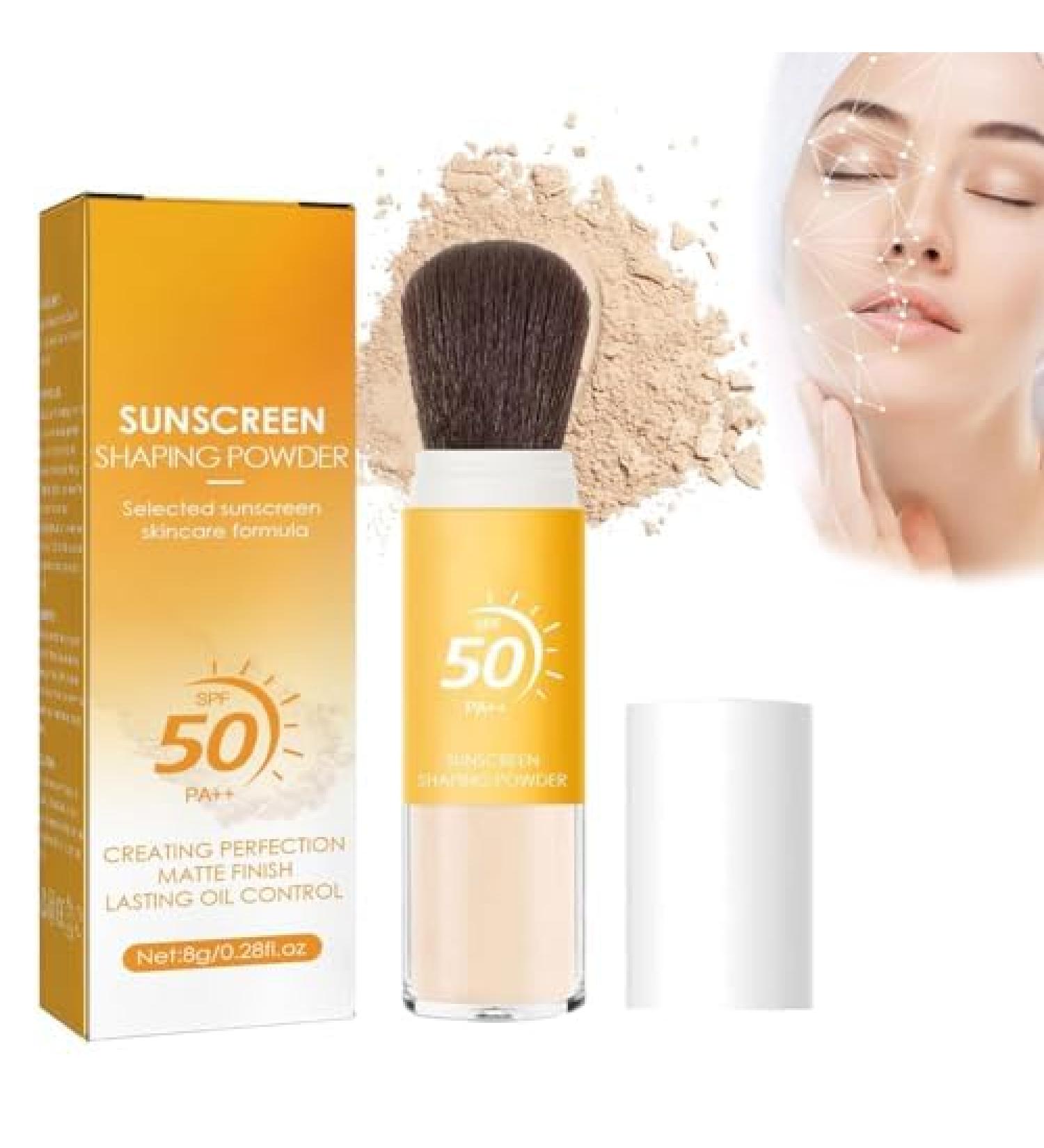 Buy SPF 50 Mineral Sunscreen Setting Powder - Oil Control Matte Finish Long Lasting - Lightweight Concealer Brush - International Shipping - Buy Online on GoSupps.com