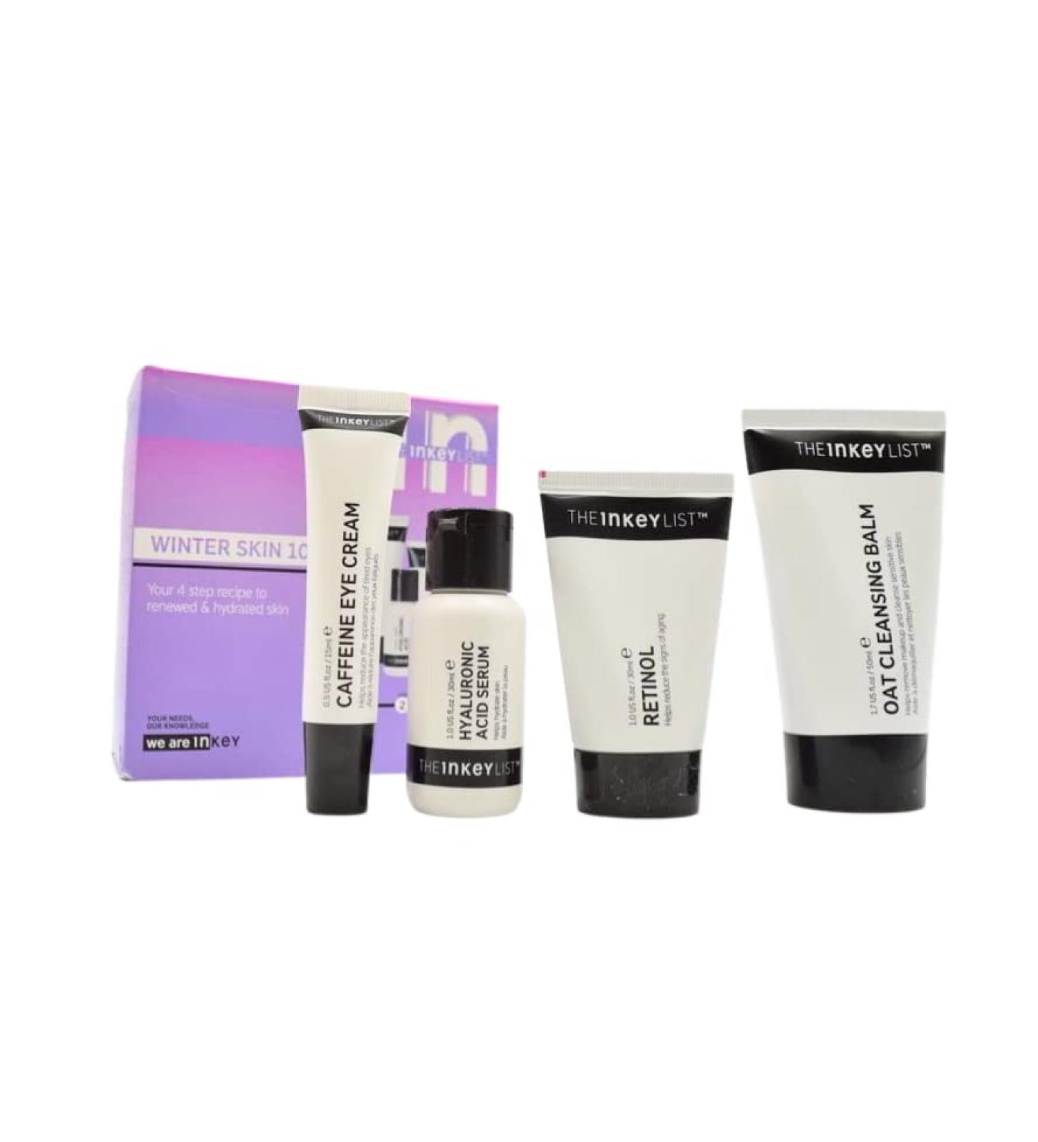 INKEY List Winter Skin Essentials Bundle: Oat Cleansing Balm, Hyaluronic Acid Serum, Caffeine Eye Cream, Retinol Serum - Buy Online on GoSupps.com