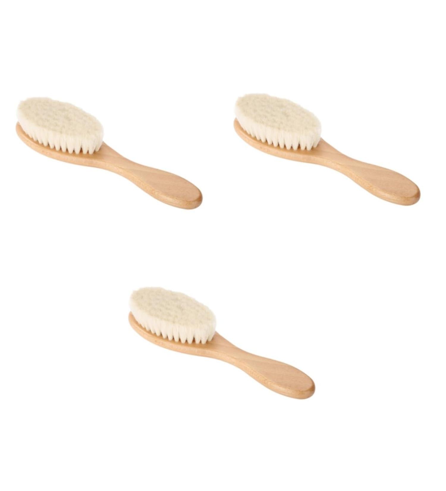 3pcs Facial Cleansing Brush Set - Boar Bristle & Bamboo Wooden Newborn Comb (11x6cm) | Eco-Friendly & Gentle Skincare - Buy Online on GoSupps.com