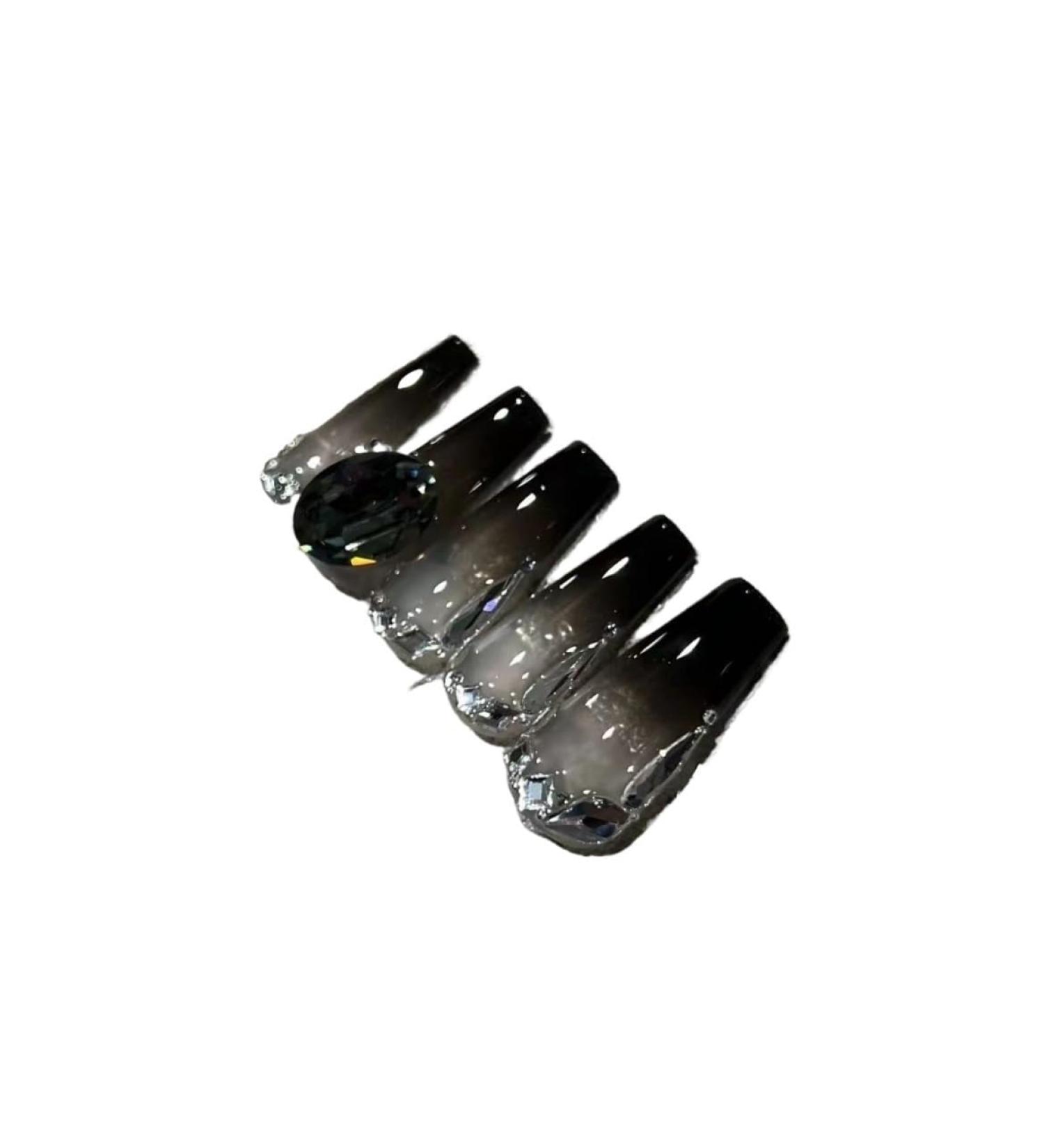 Temperament-enhancing manicure nail plate gradually changes color and turns white and the long ladder is hand-made to wear nail.(XS)