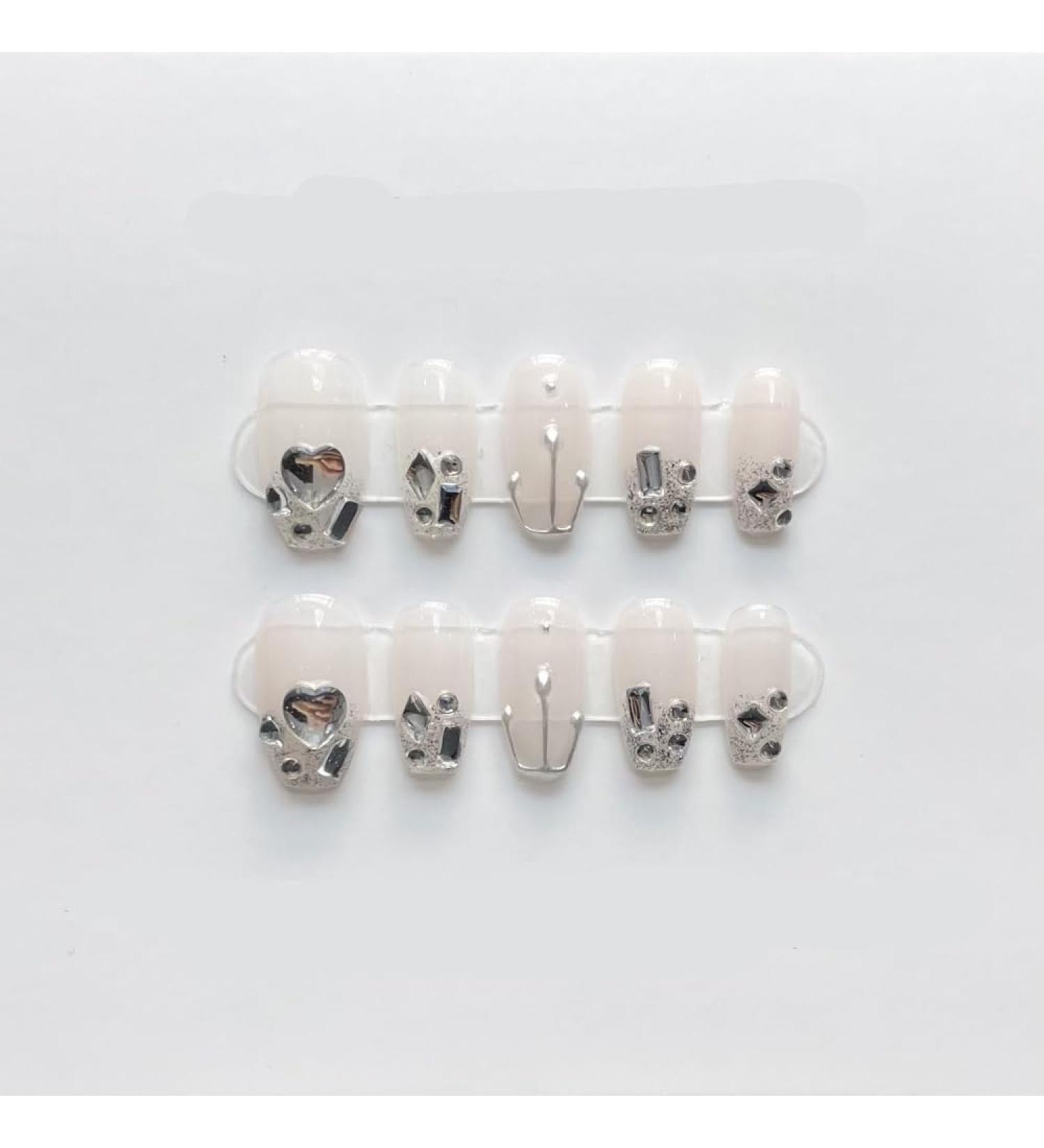New Handmade Nail Wearing Heavy Industry Long Nail Handmade Nail Beautification False Nail Patch(Light pink M)
