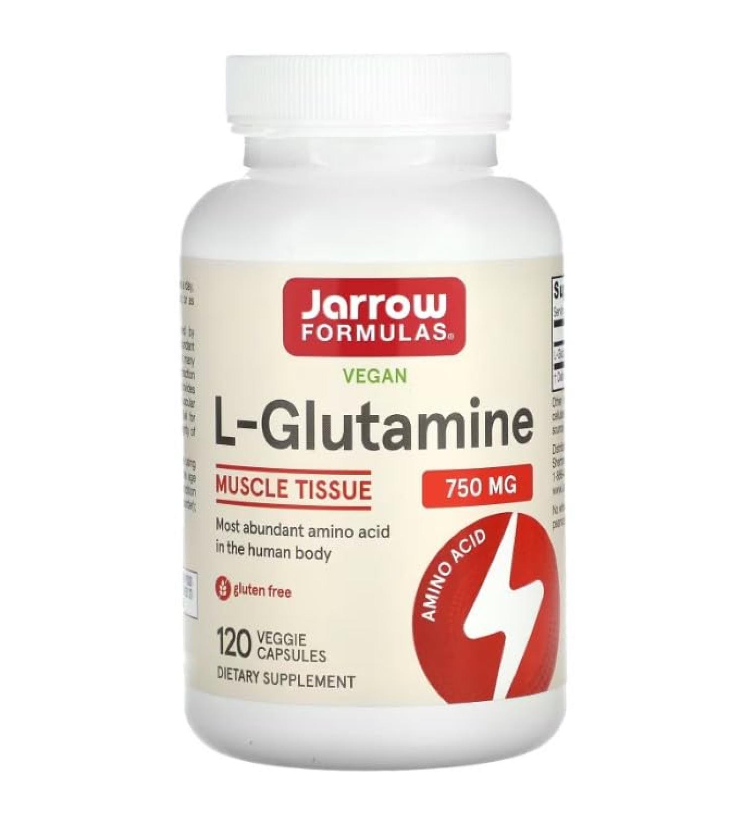 Jarrow Formulas L-Glutamine 750mg - 120 Vcaps - High Quality Muscle Recovery & Digestive Support Supplement - Buy Online on GoSupps.com