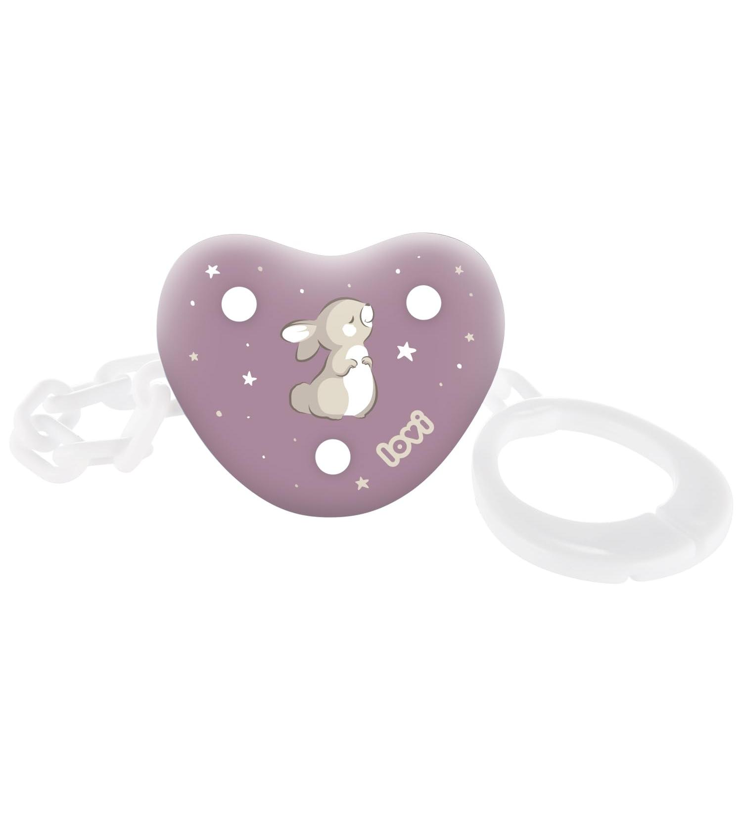 Lovi pacifier chain |0m+ |Practical clip system for easier opening and closing |BPA free |Safe shape protects against loss (Night & Day Girl)