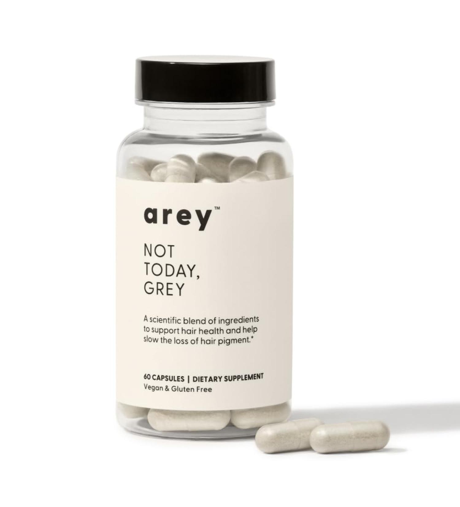 Arey Not Today Grey Daily Hair Supplement for Women & Men | Slows Grey Hair Growth & Repigment in 3-6 Months | Promotes Healthier Thicker Hair | Biotin B +D Vitamins | Vegan & Gluten Free (1 Month) 60 Count (Pack of 1) - Buy Online on GoSupps.com