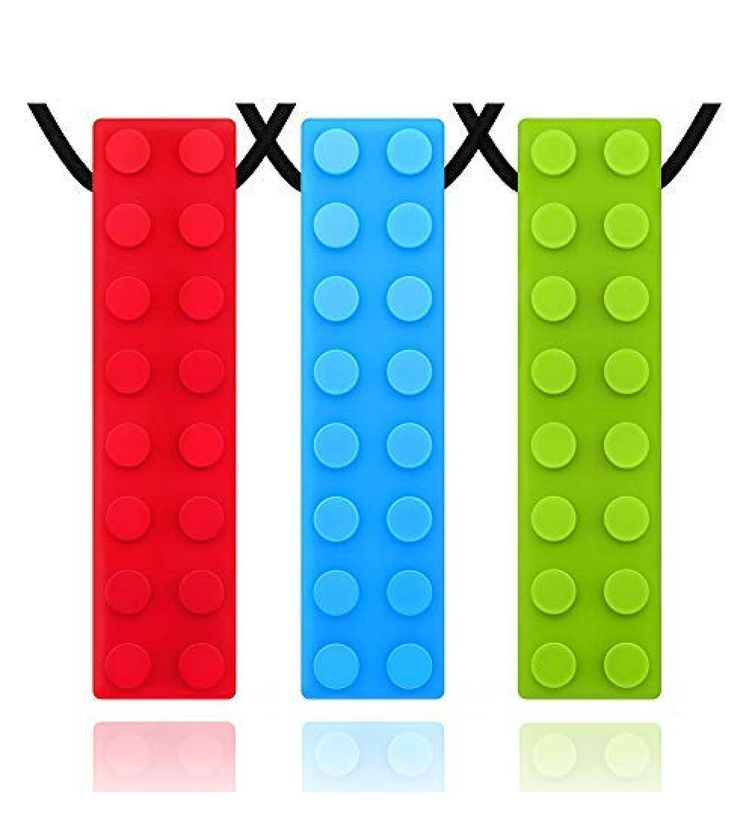 Panny & Mody Sensory Chew Necklace Set - 3 Pack Chewy Sticks for Kids with Autism, ADHD, Teething - Boys and Girls (Red Green Blue) - Buy Online on GoSupps.com