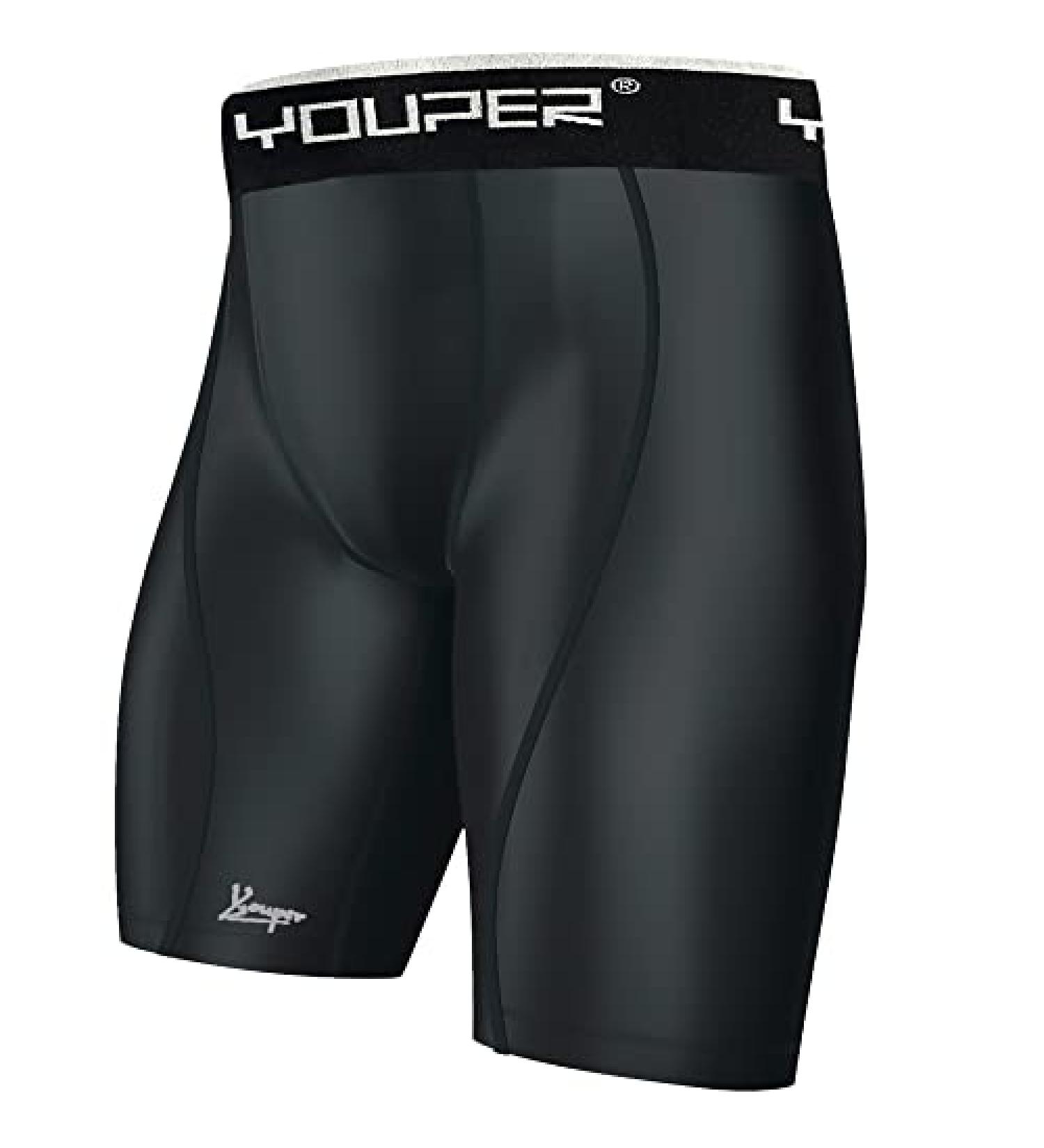 Youper Athletic Supporter Compression Shorts with Cup Pocket - Adult Sizes Small (Black/White) - Buy Online on GoSupps.com