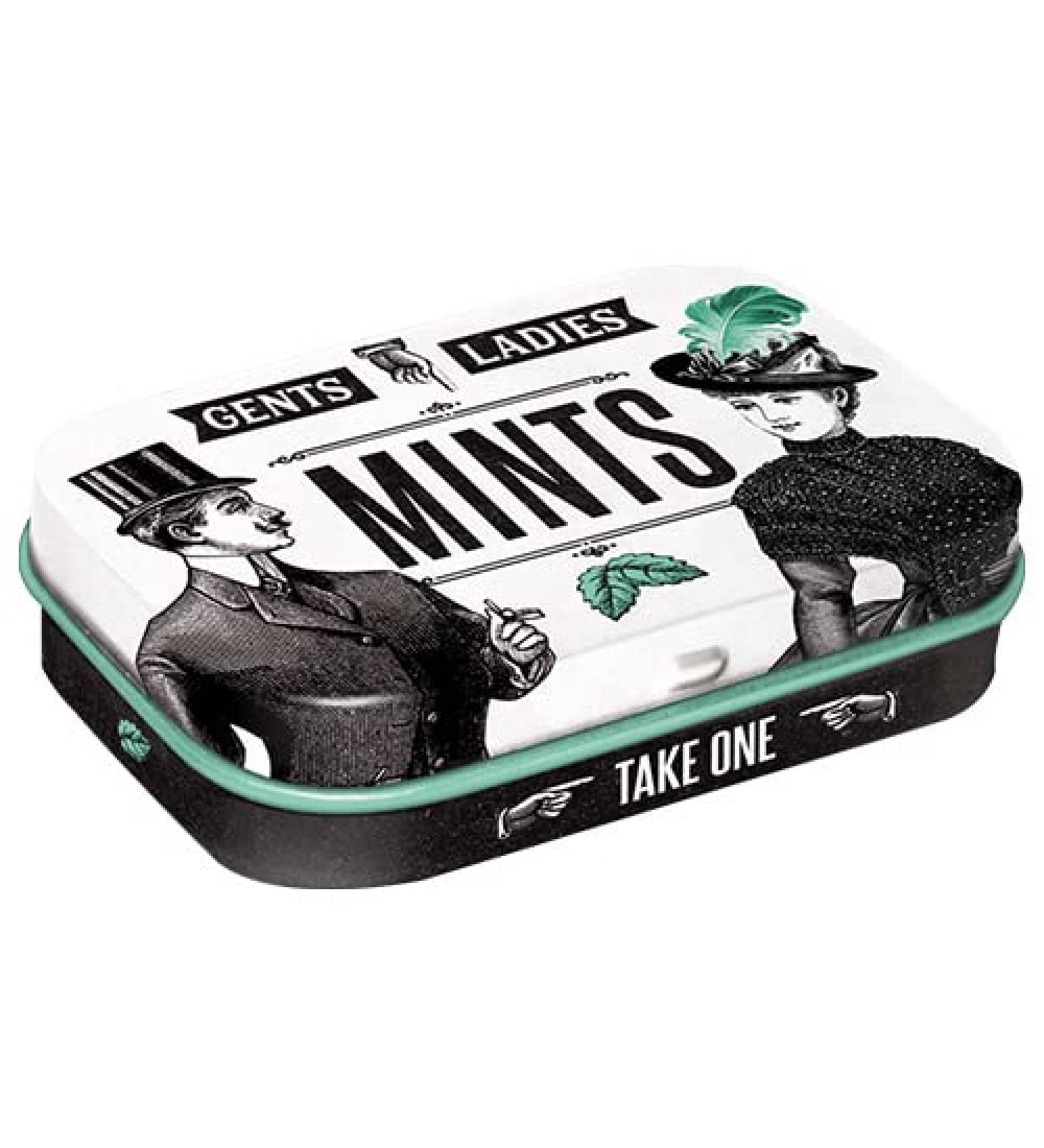 Nostalgic-Art Retro Pillendose 4 x 6 x 1.6 cm ladies & gentlemen Mints-gift idea for nostalgia fans with peppermint drages vintage design