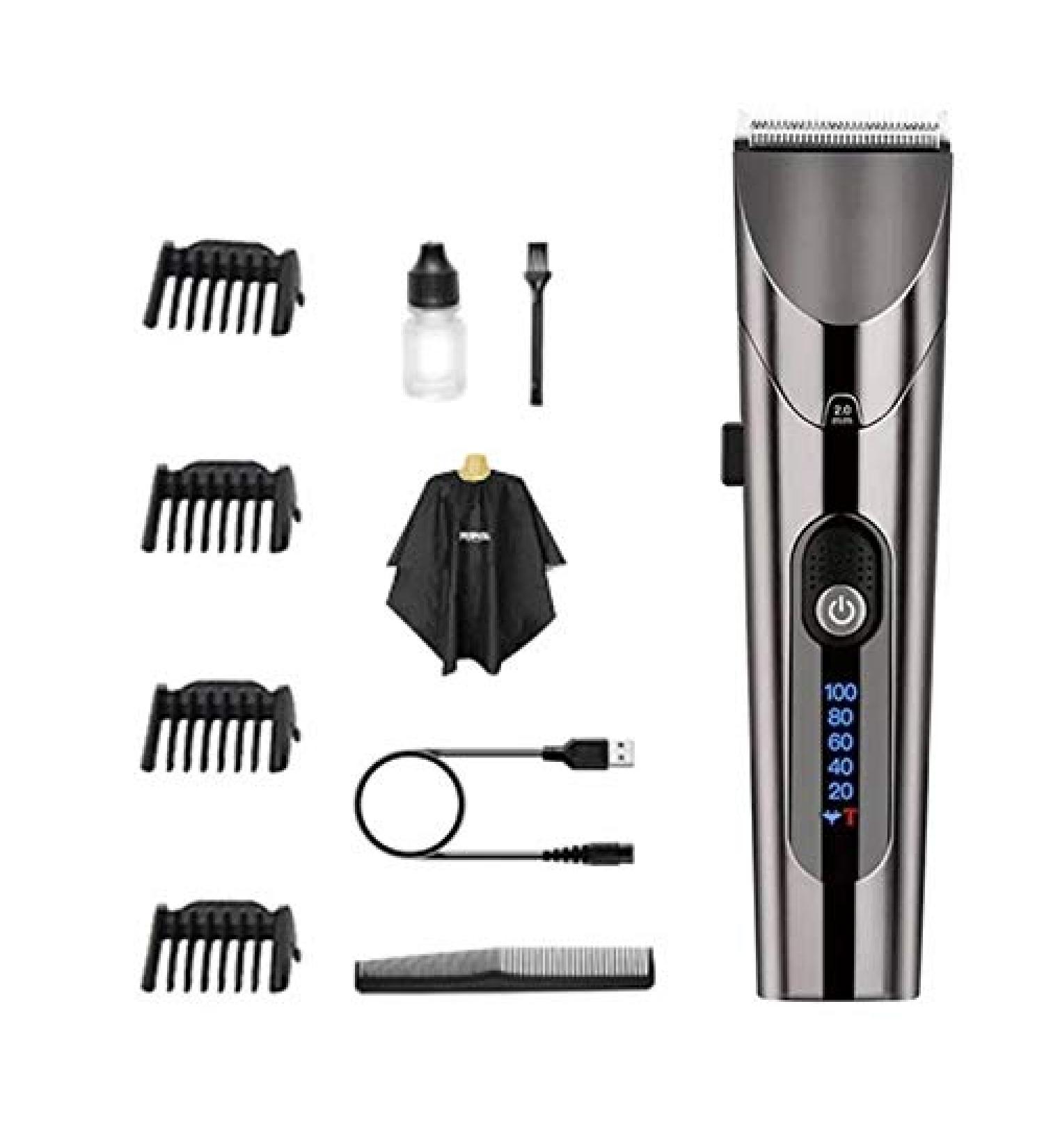 Men's Hair Clipper - Electric Cordless Trimmer with LED Screen | Rechargeable Washable Strong Power & Steel Cutter - Buy Online on GoSupps.com