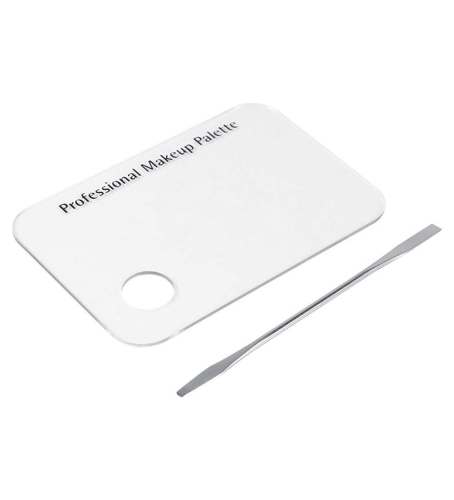 Transparent Acrylic Makeup Palette & Stainless Steel Spatula for Nail Art & Cosmetics - Perfect Mixing Tool - Buy Online on GoSupps.com