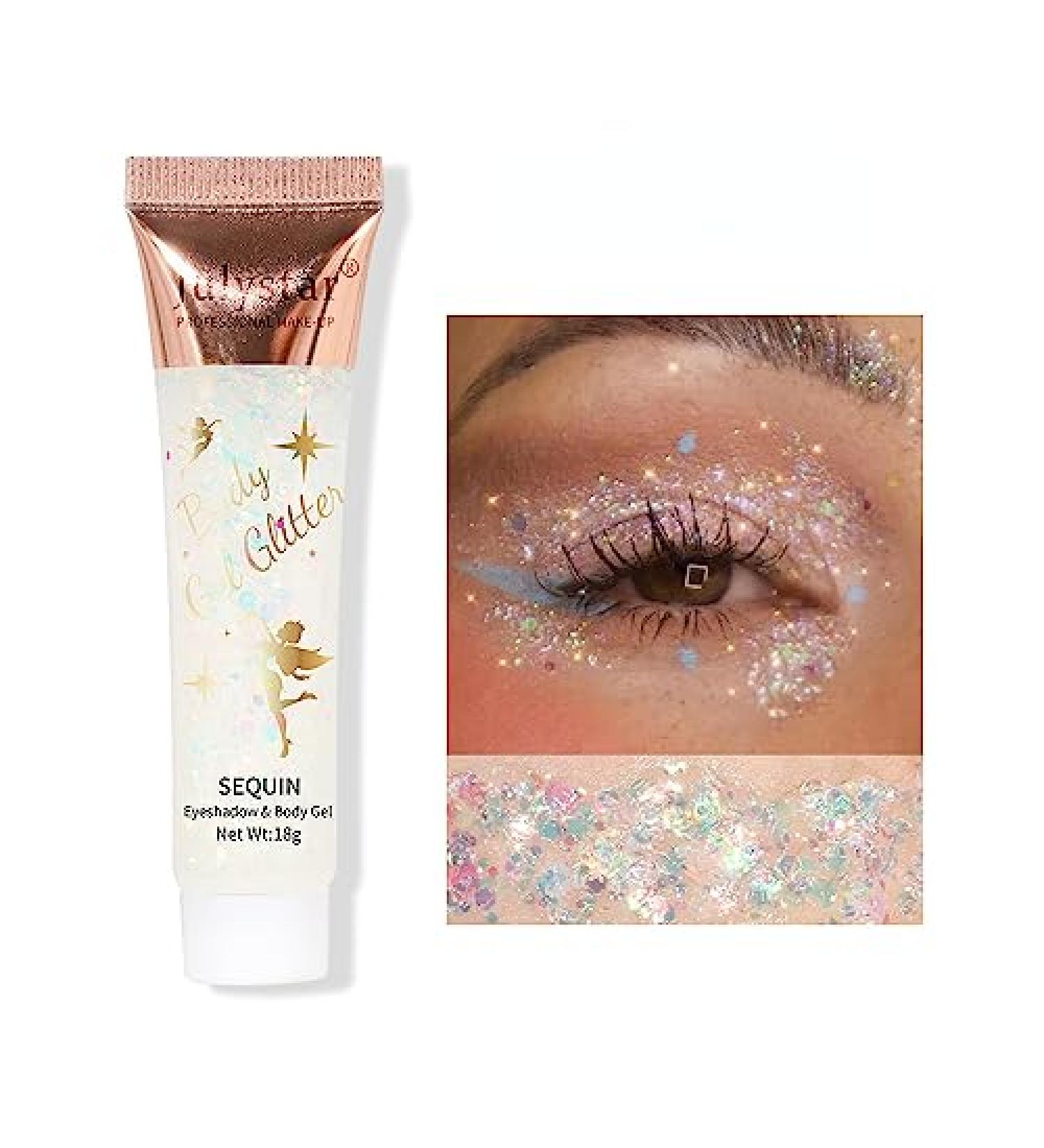 INTEROOKIE Glitter Gel Eyeshadow Glitter Liquid Eyeshadow with Polarizing Effect for Face Lips and Body (08#) - Buy Online on GoSupps.com