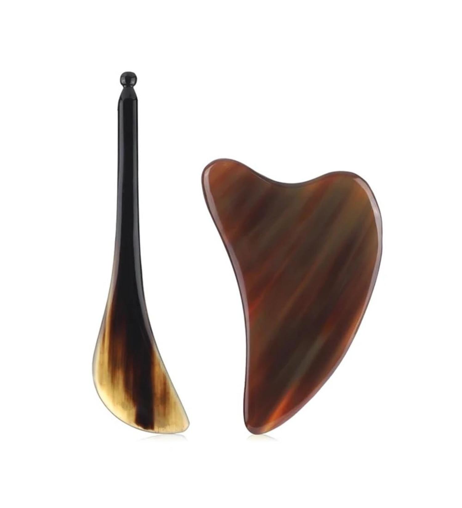 Gua Sha Board & Sandalwood Massage Comb Set | Face Lift Massage Tools for Glowing Skin - Buy Online on GoSupps.com