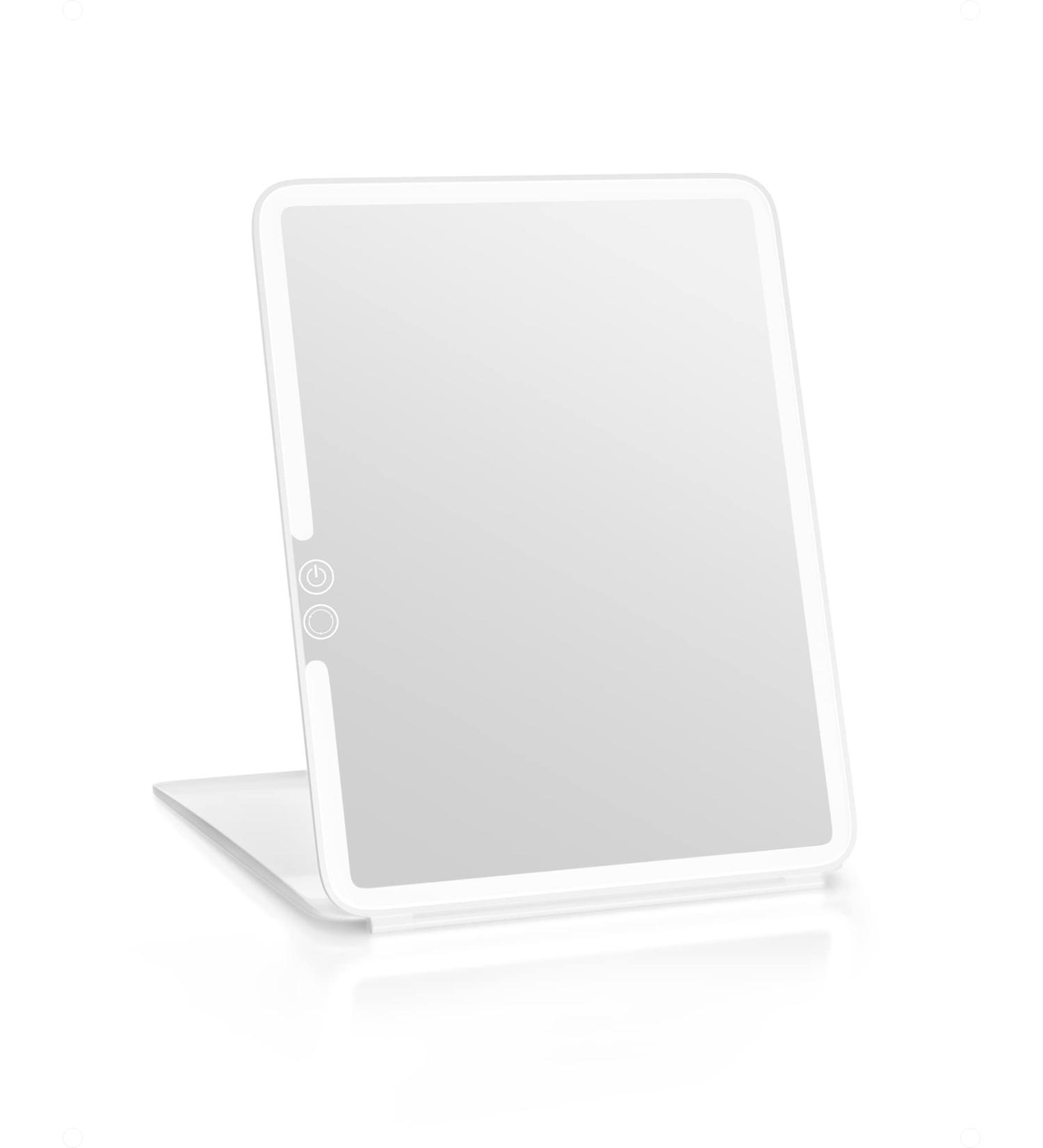 POPLIZZ Travel Makeup Mirror with Rechargeable LED Lights - Folding Portable Mirror for Women - White - Buy Online on GoSupps.com