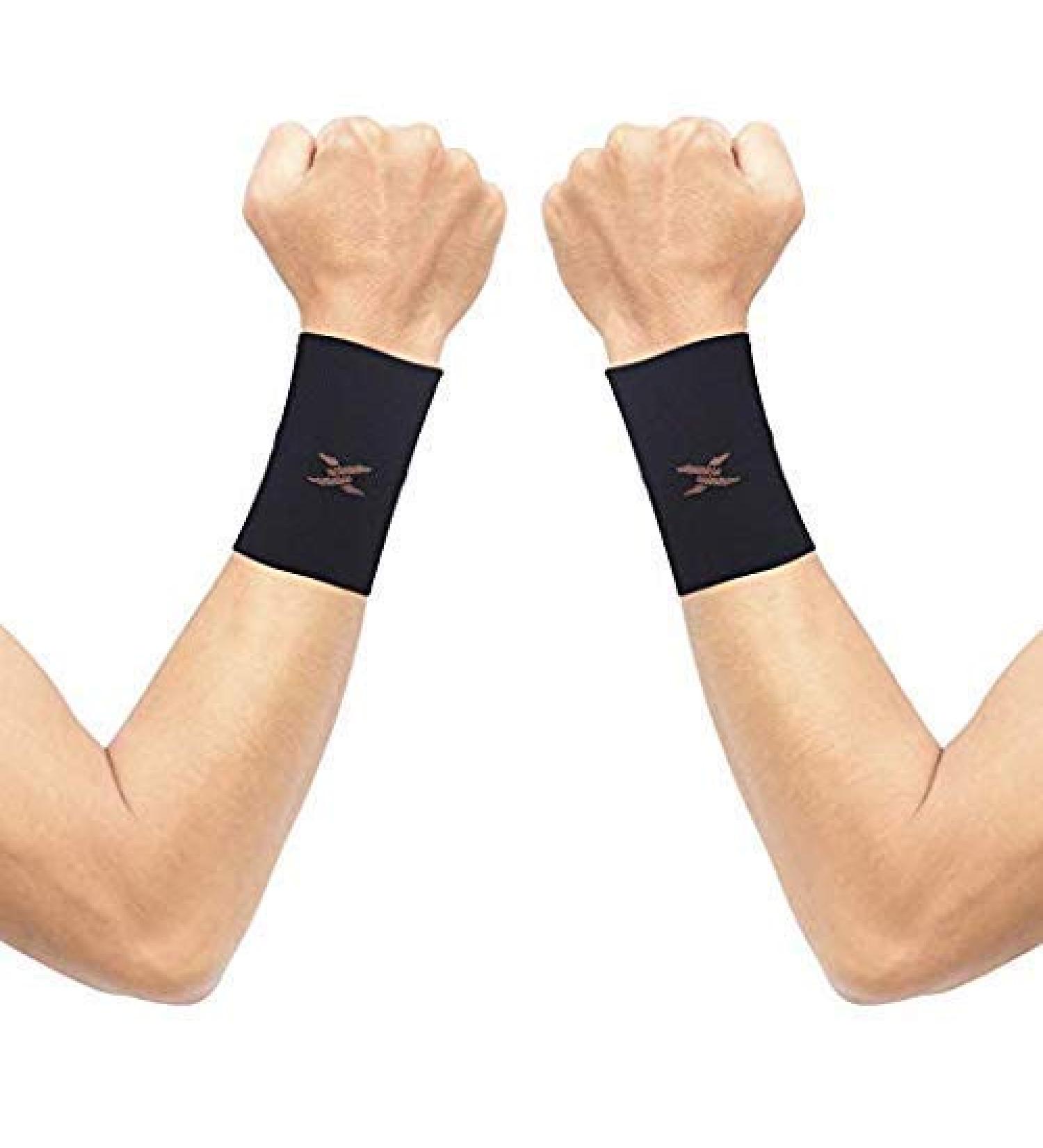 Thx4Copper Compression Wrist Bandages - Copper Infused Support Straps for Improved Circulation & Relaxation - Unisex Black XL - Buy Online on GoSupps.com