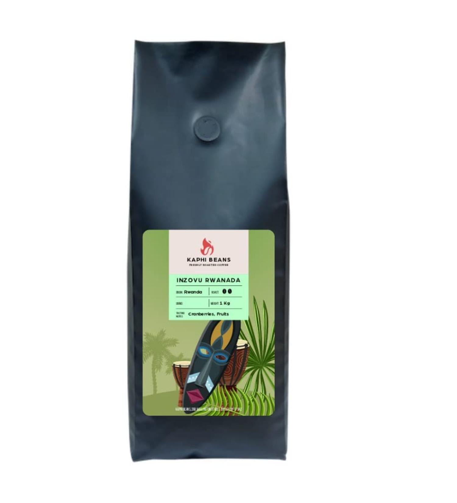 Kaphi Beans Roasted Coffee - Inzovu Rwanda - Medium Roast - 100% Arabica Beans - Freshly Roasted Whole Beans (Pack Of 1kg) - Buy Online on GoSupps.com
