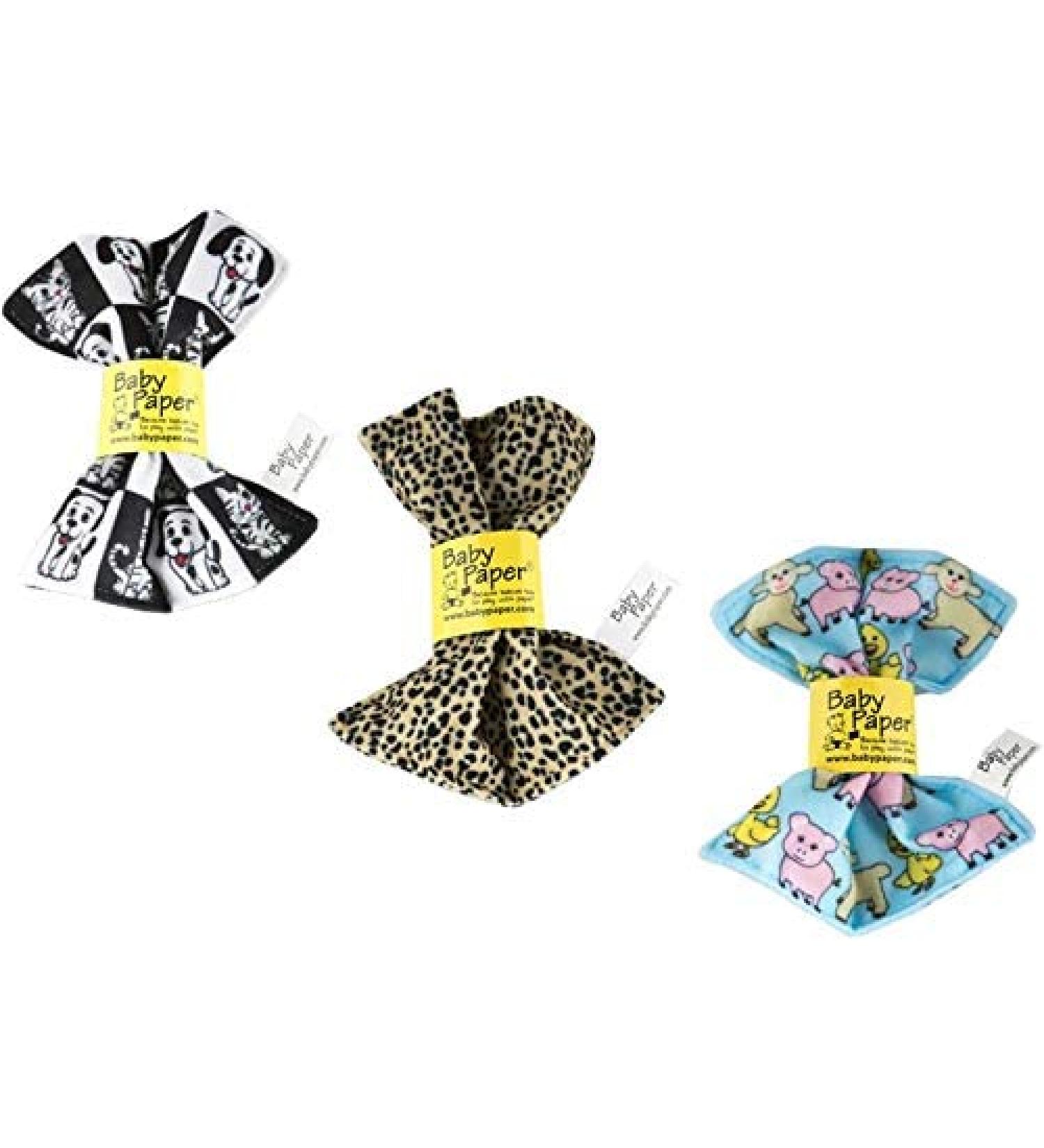 Baby Paper Original Crinkle Sensory Toy for Babies | 3 Pack Farm Cat Dog Cheetah | Non-Toxic Washable | Baby Shower Gift - Buy Online on GoSupps.com