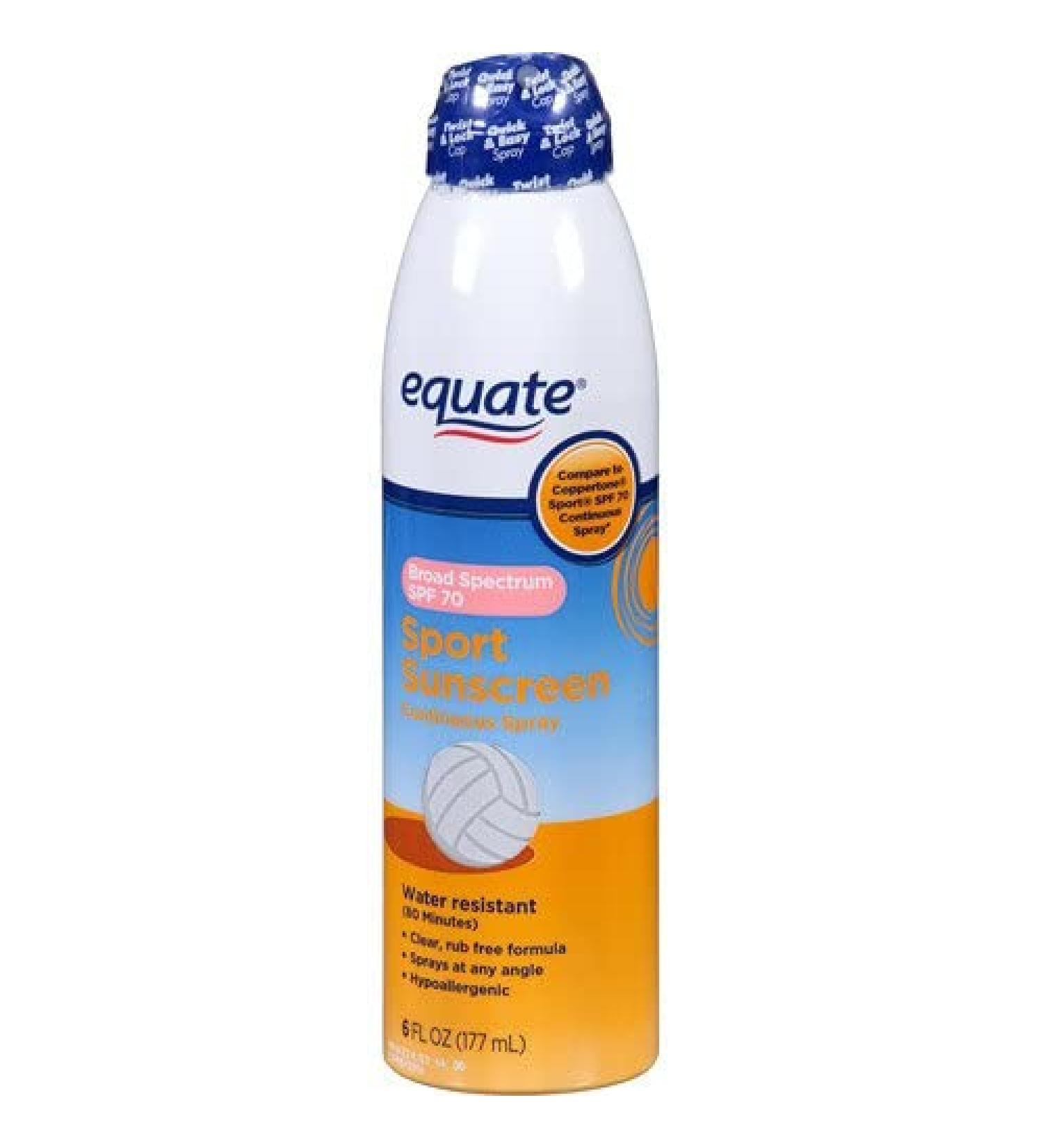 Equate Sport Sunscreen SPF 70 Compare to Coppertone Sport
