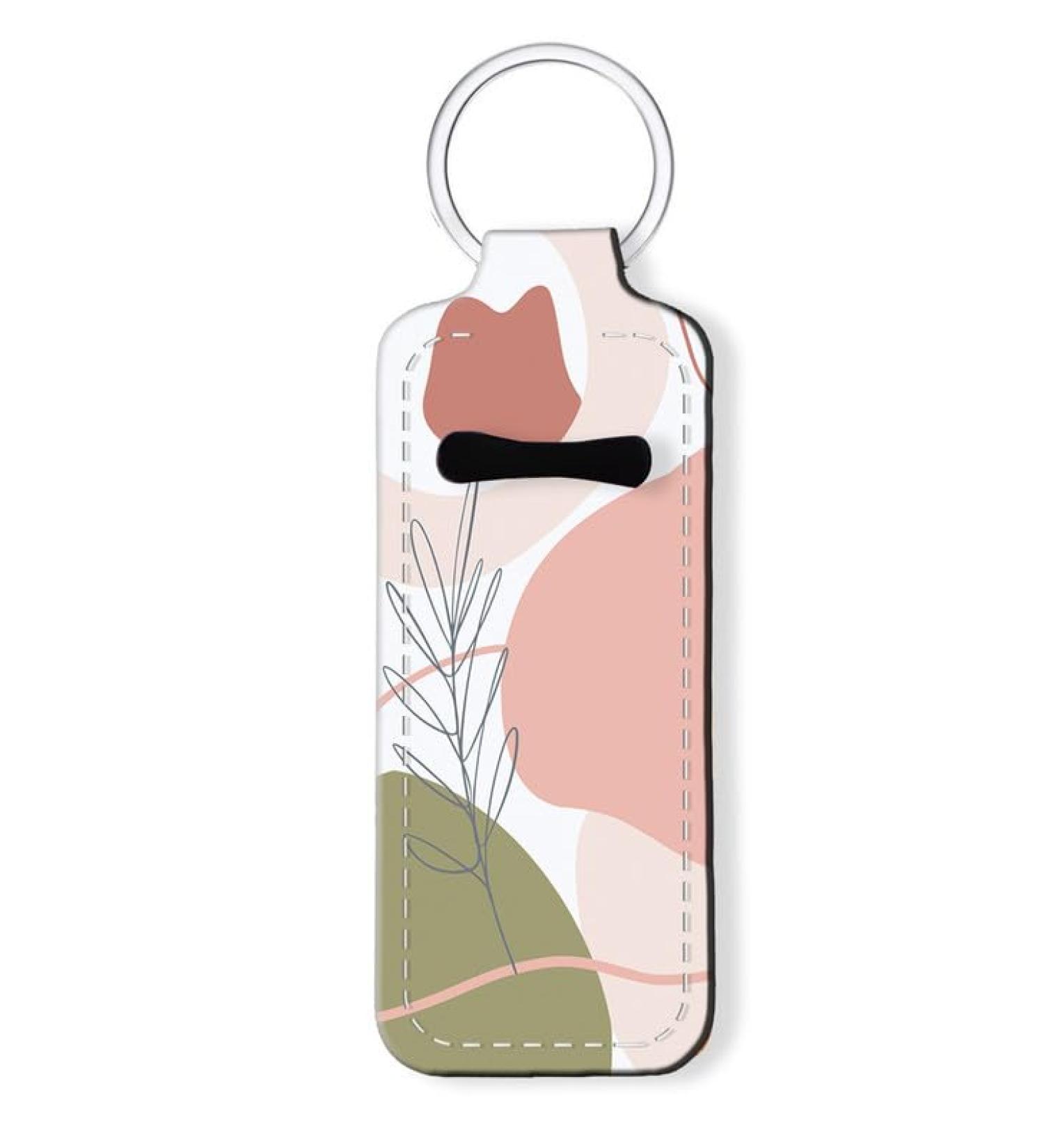 Chapstick Holder Keychain - Neoprene Lip Balm & Lip Gloss Travel Accessory for Women | Beautiful Abstract Flower Gift - Buy Online on GoSupps.com