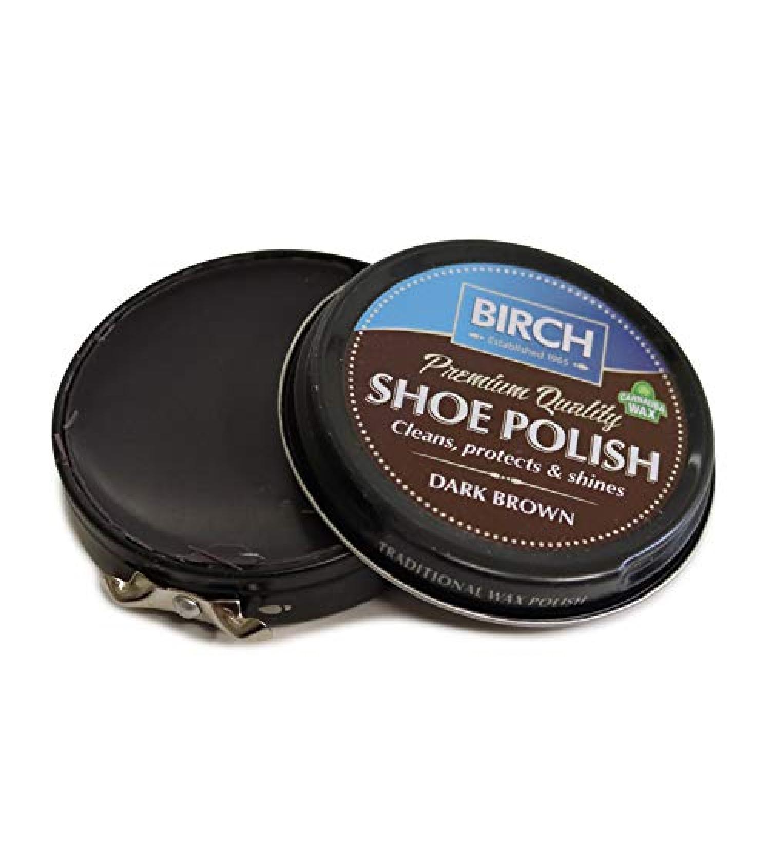 Charles Birch Premium Quality Shoe Polish 50ml High Pigment Cleans Protects Shines inc Carnauba Wax Lever Open Tin (Dark Brown) - Buy Online on GoSupps.com