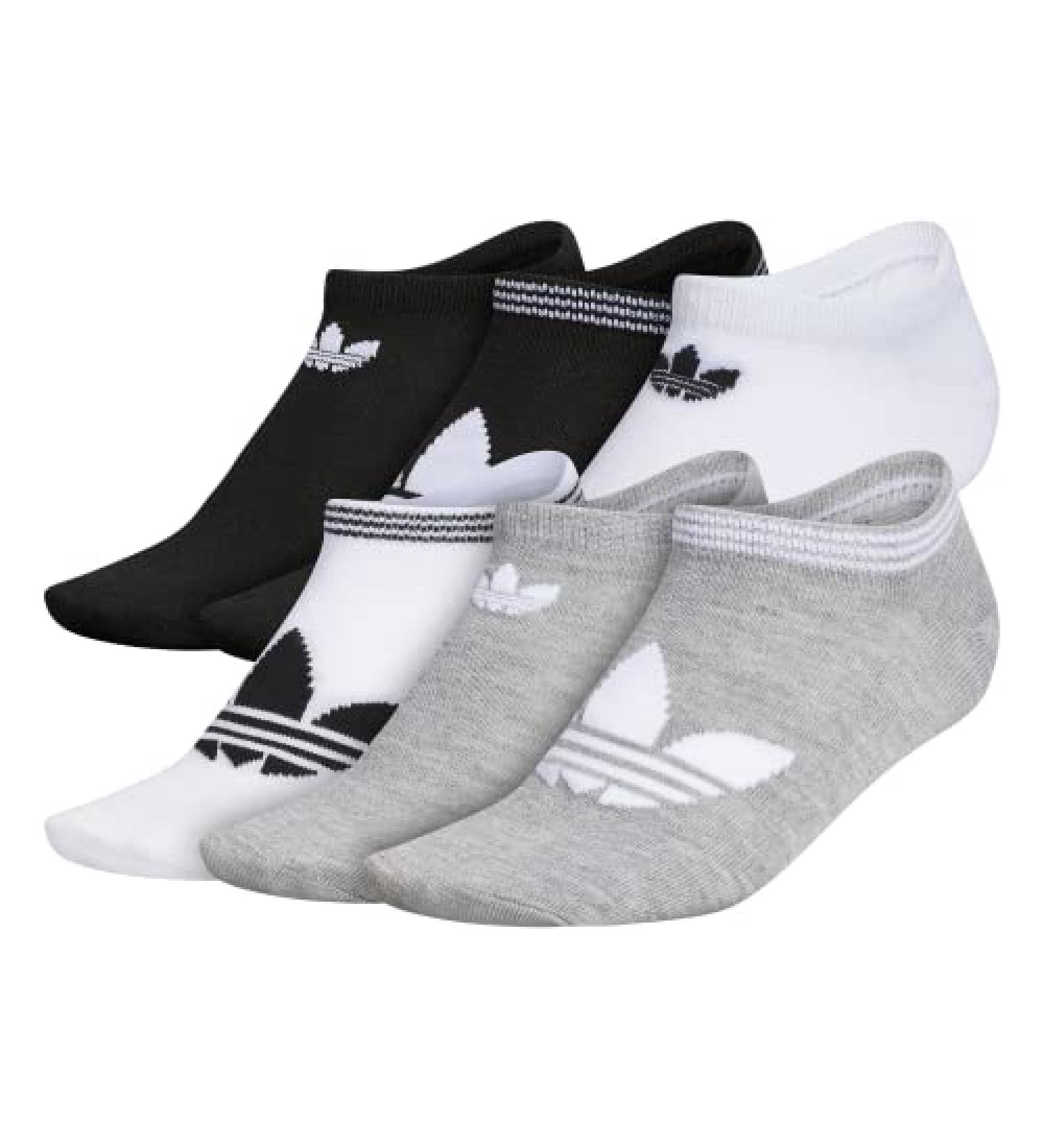 adidas Originals Women's Trefoil Superlite No Show Socks 6-Pack - Heather Grey/White/Black - Buy Online on GoSupps.com