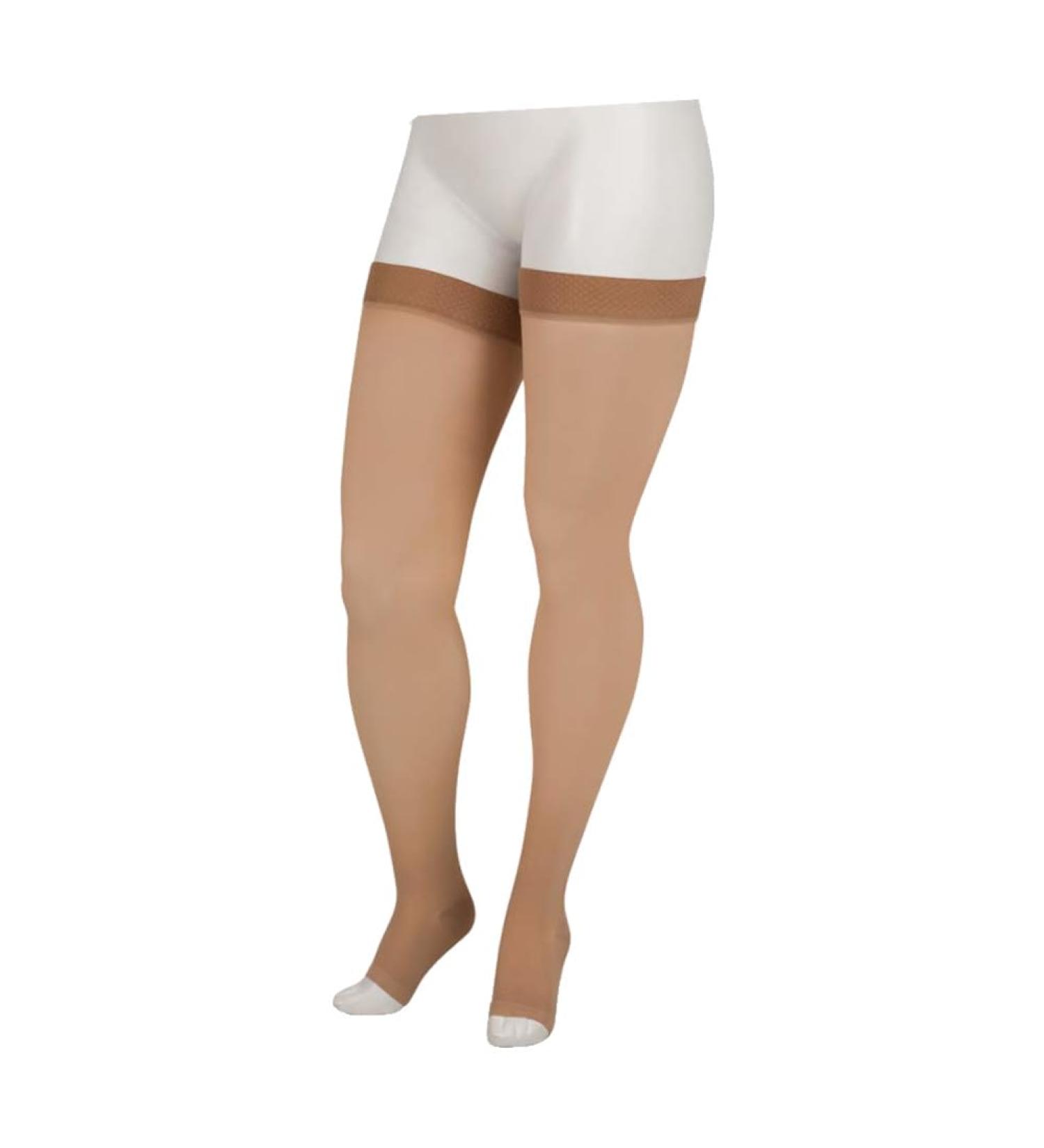 Juzo Basic Thigh High Compression Stockings 30-40mmHg Open Toe with Silicone Dot Band - Beige | International Shipping Available - Buy Online on GoSupps.com
