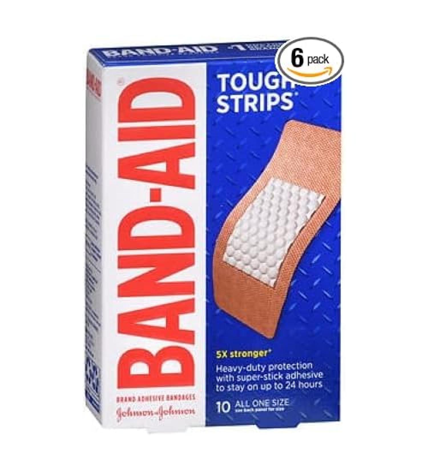 Band-Aid Adhesive Bandages Extra Tough-Strips 1-3/4-Inch 10 Bandages (Pack of 6)