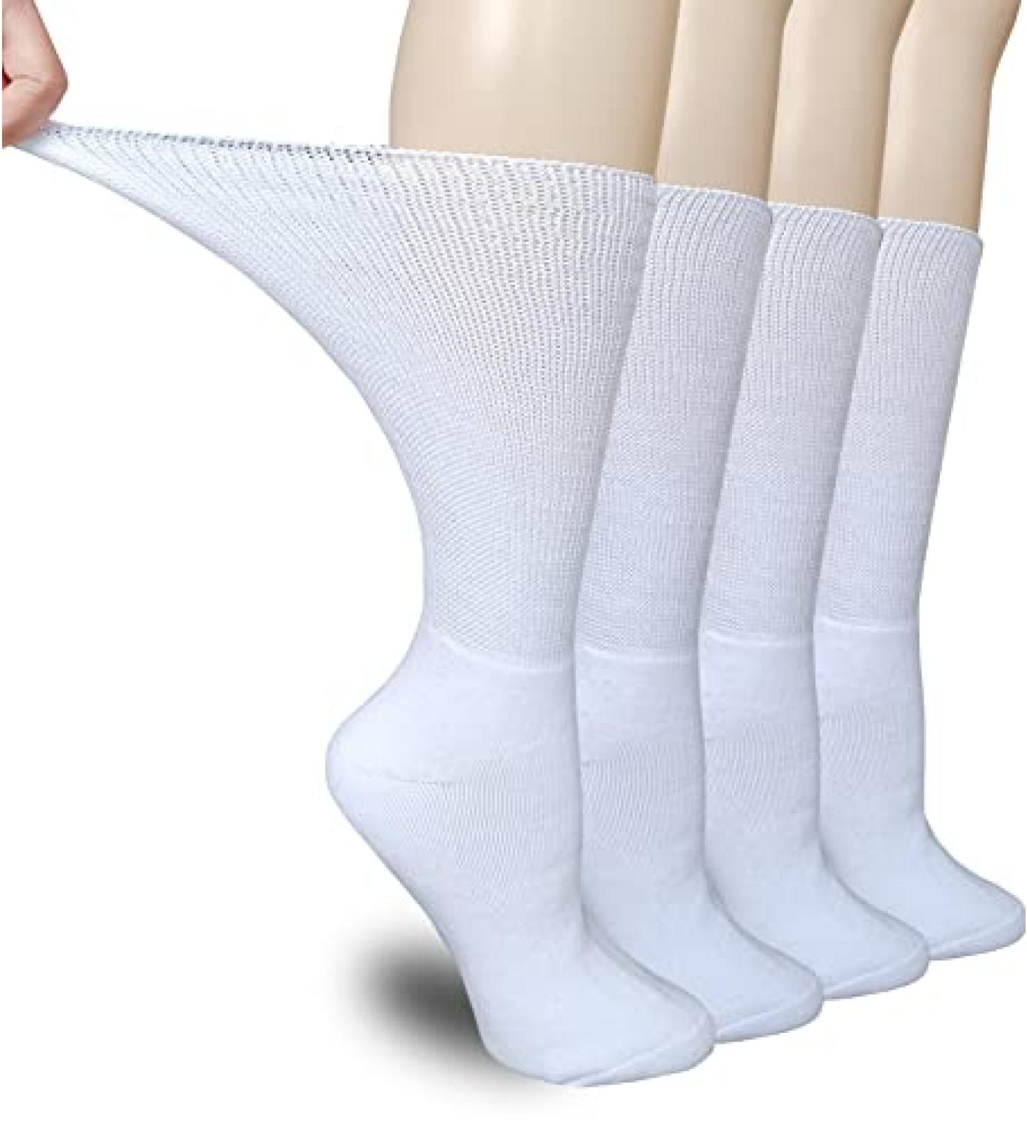 DULLEMIX Diabetic Socks - Extra Wide 22'' Non-Binding Calf Sock for Sensitive Swollen Feet - White, CALF1 - Buy Online on GoSupps.com