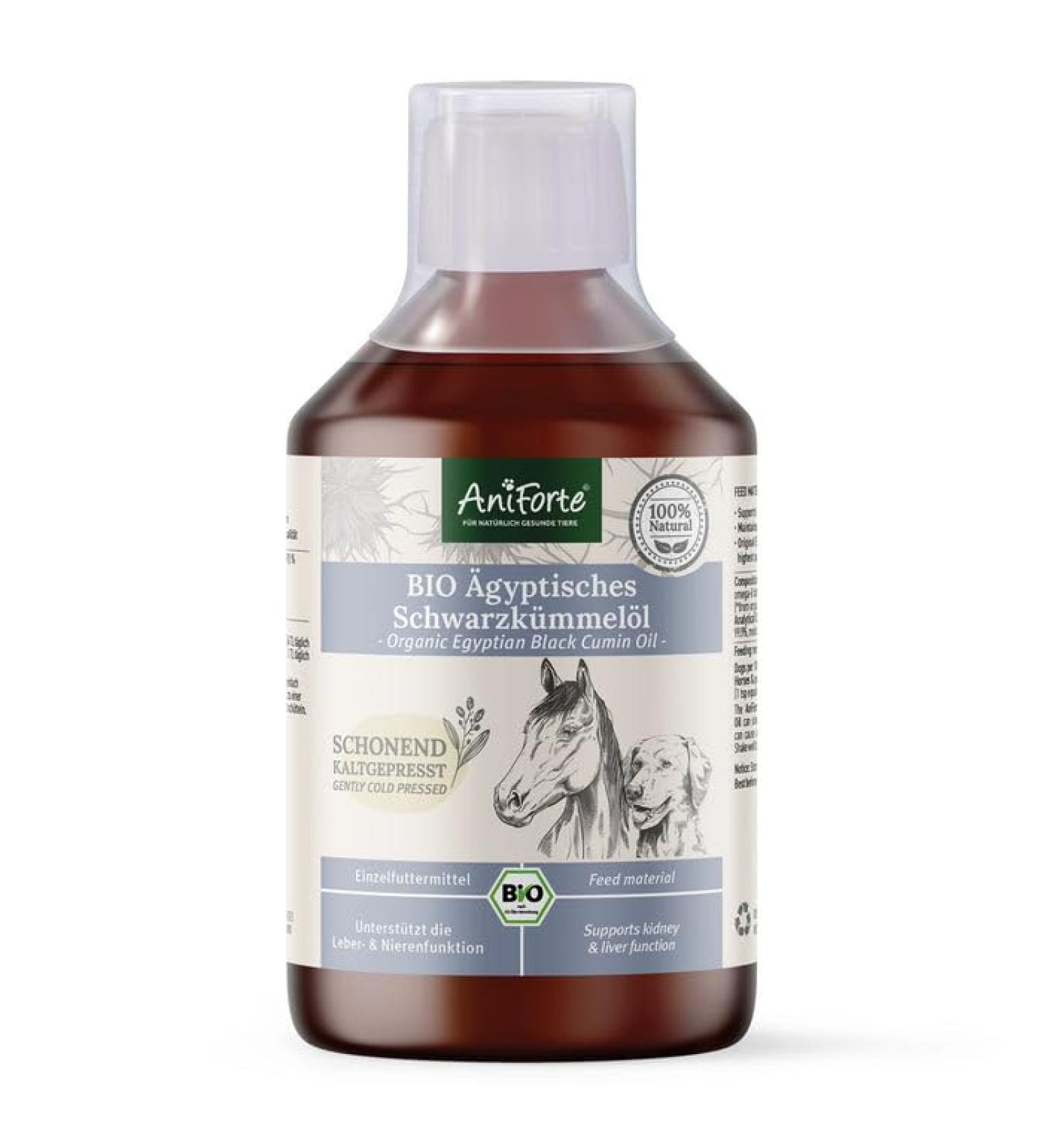 Aniforte Organic Egyptian Black Cumin Oil 500ml for Dogs & Horses - Cold-Pressed Natural Premium Quality Eco-Friendly Packaging - Buy Online on GoSupps.com